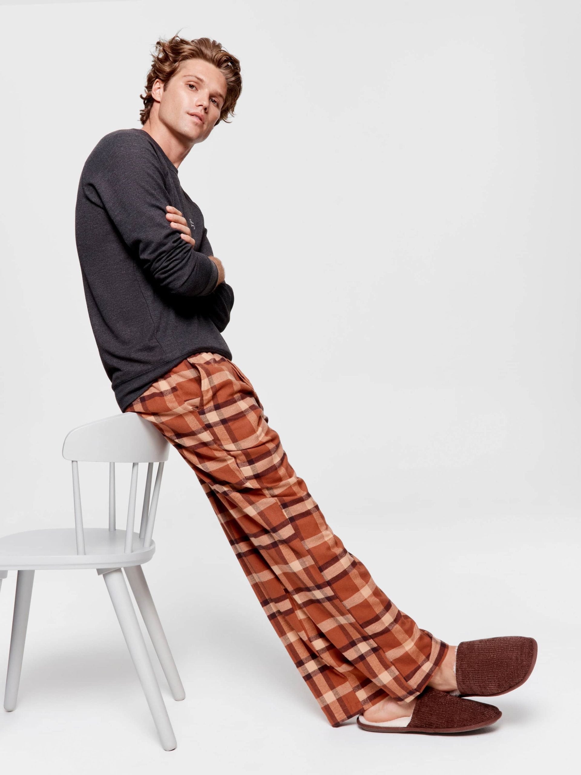 Brown Check Flannelette Pj Pant multi
