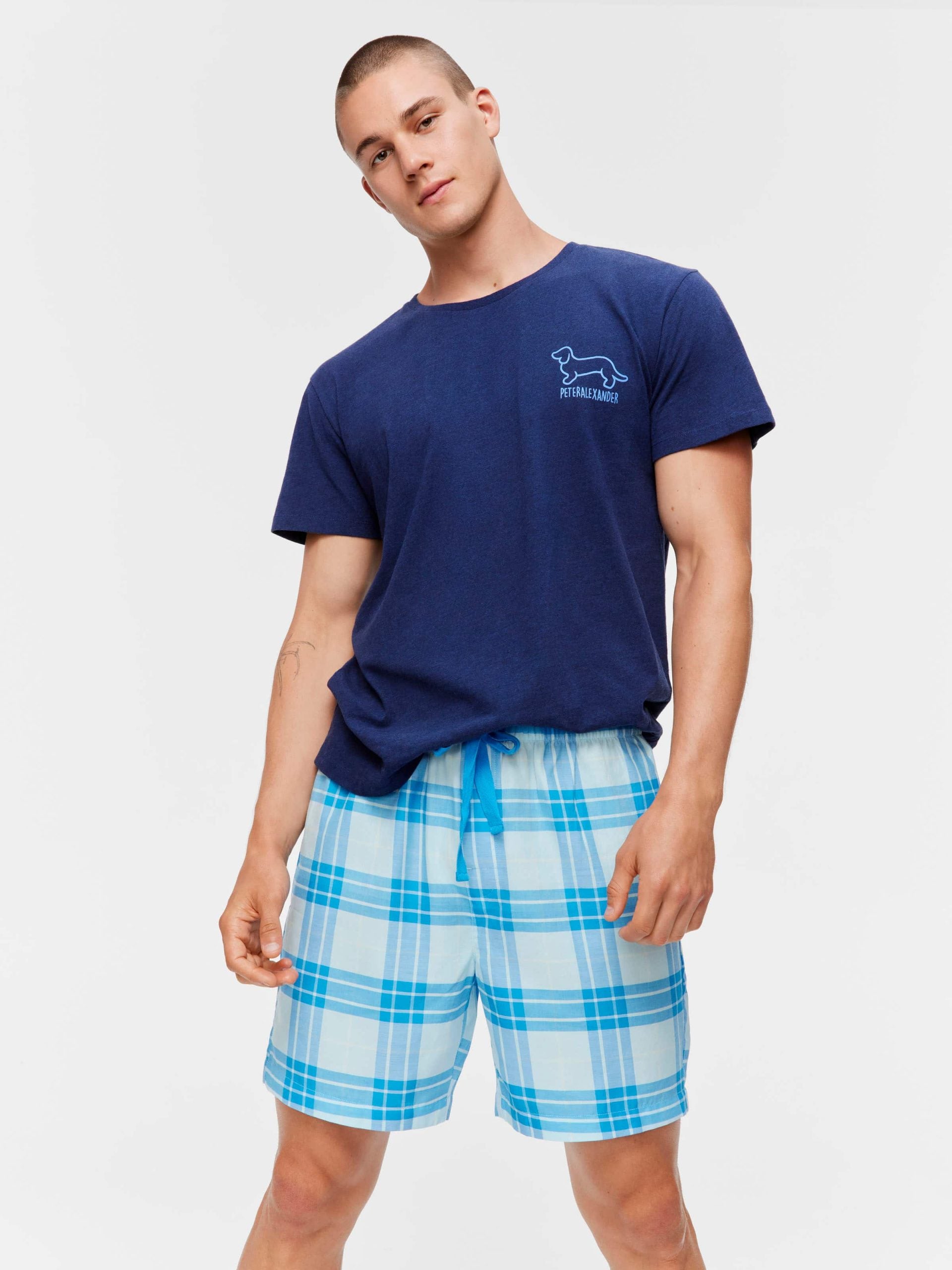 Blue  Windowpane Mid Short multi