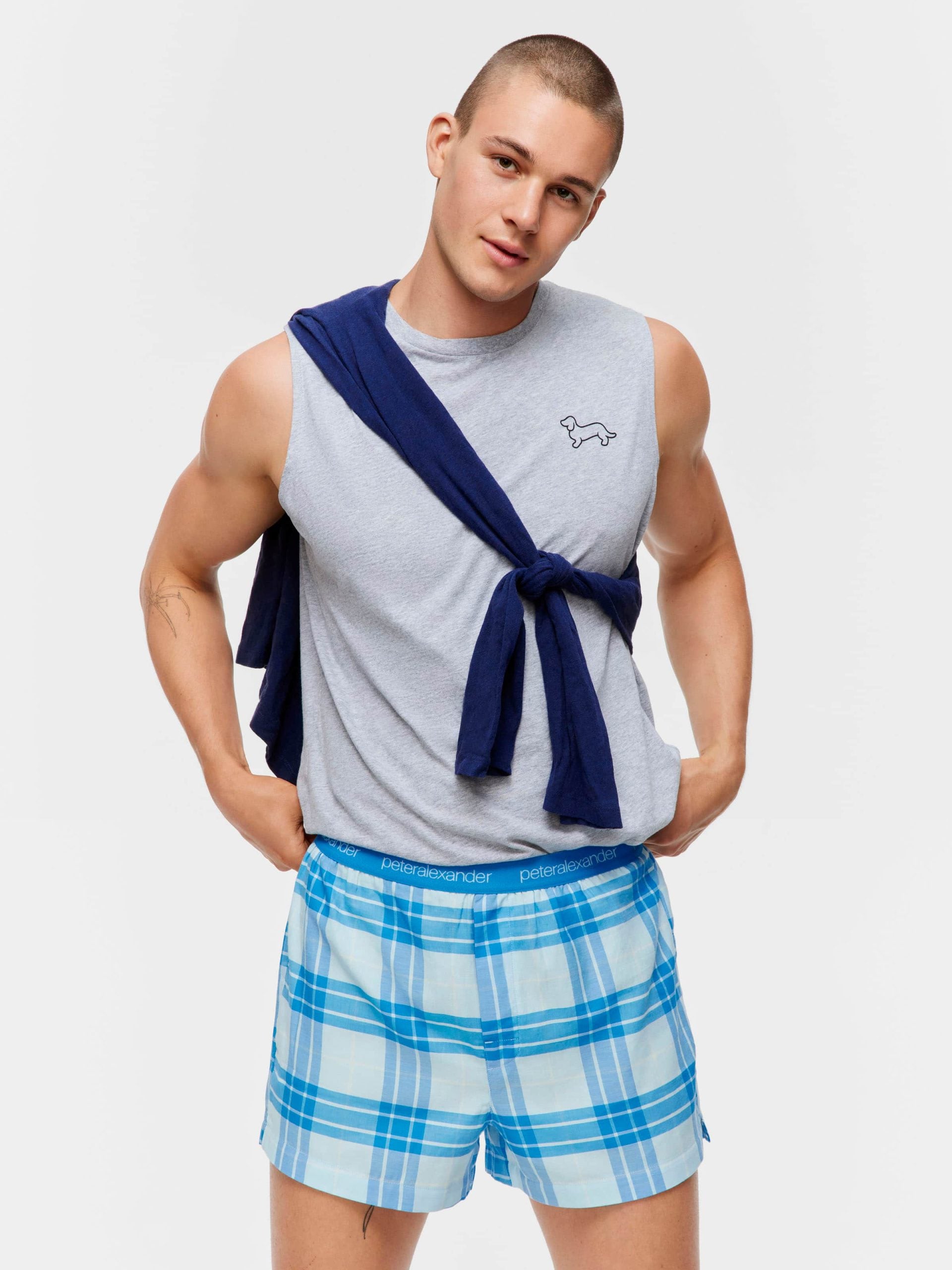 Blue Windowpane Boxer Short multi