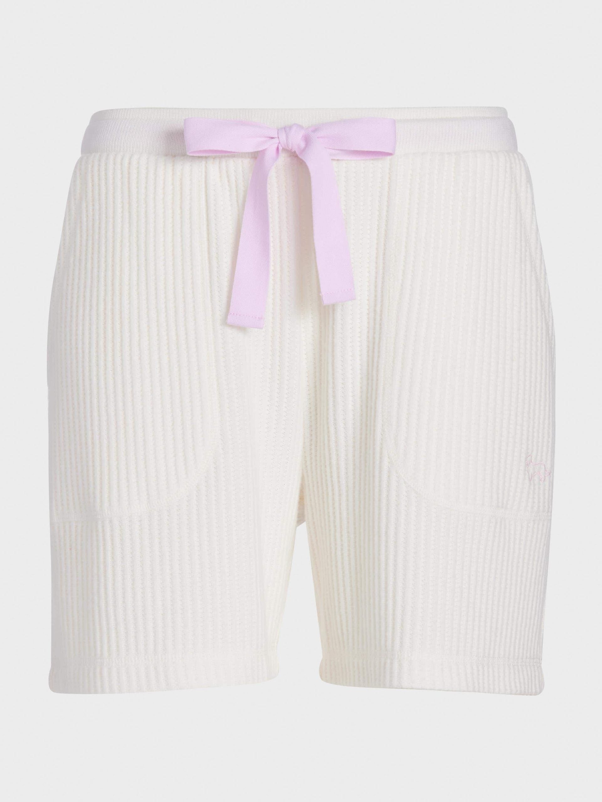 Cream Brushed Waffle Long Short cream