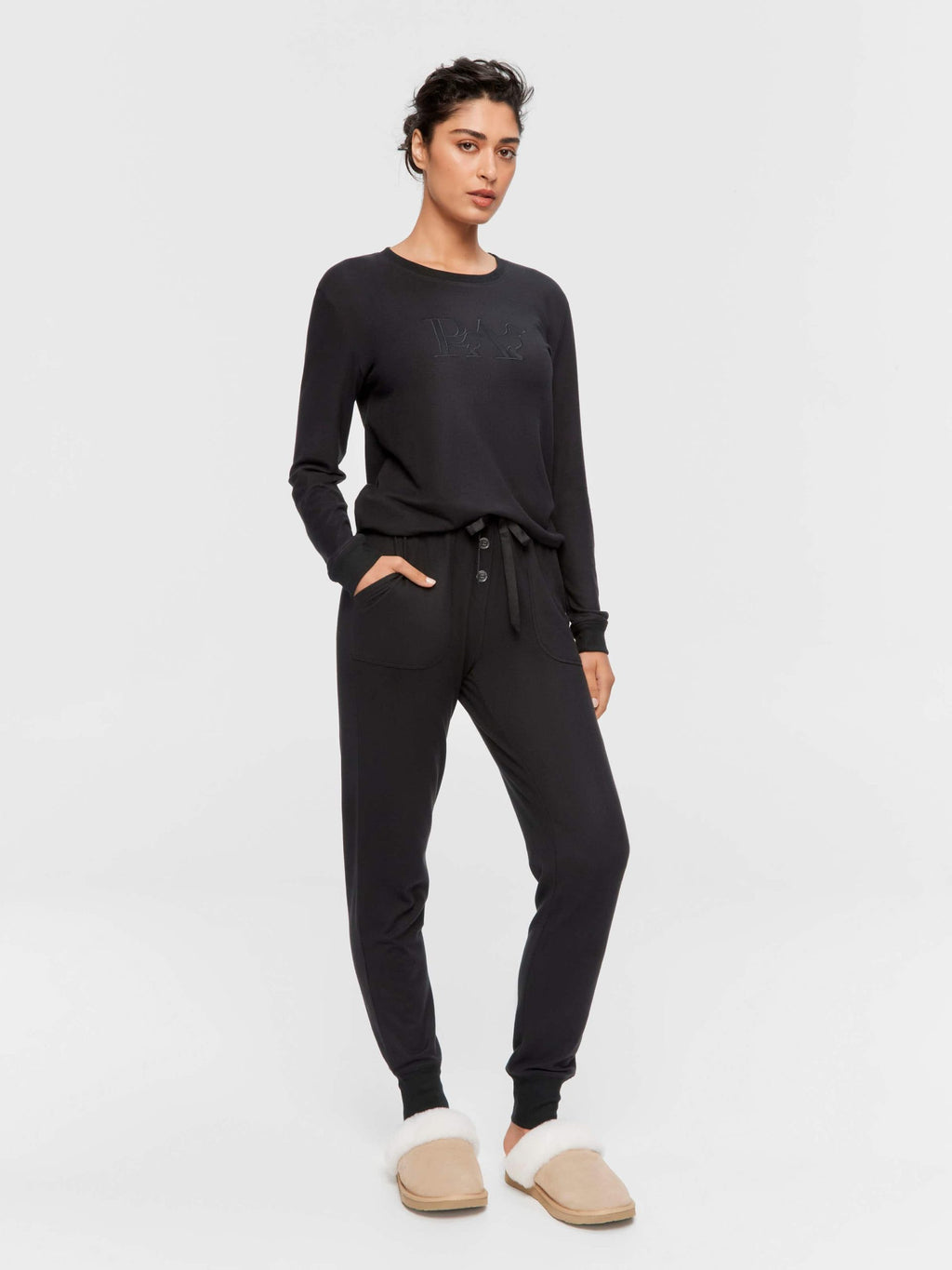 Black Plush Easy Pj Pant black