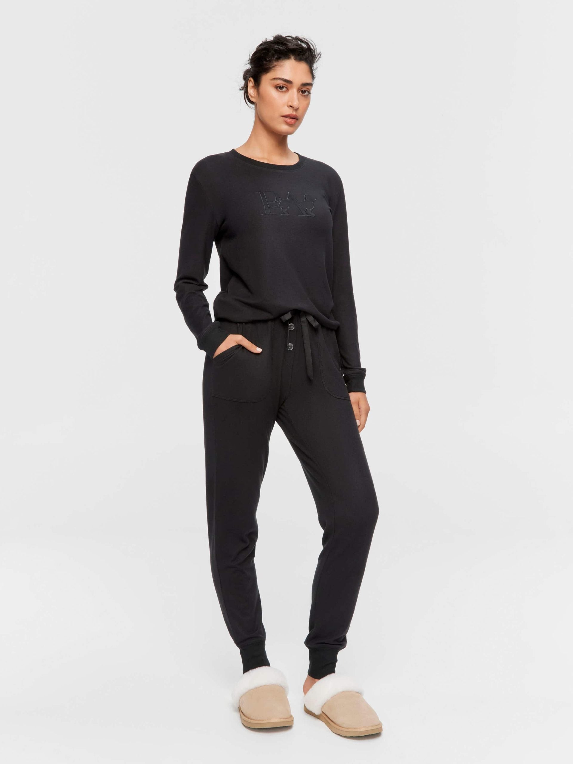 Black Plush Easy Pj Pant black