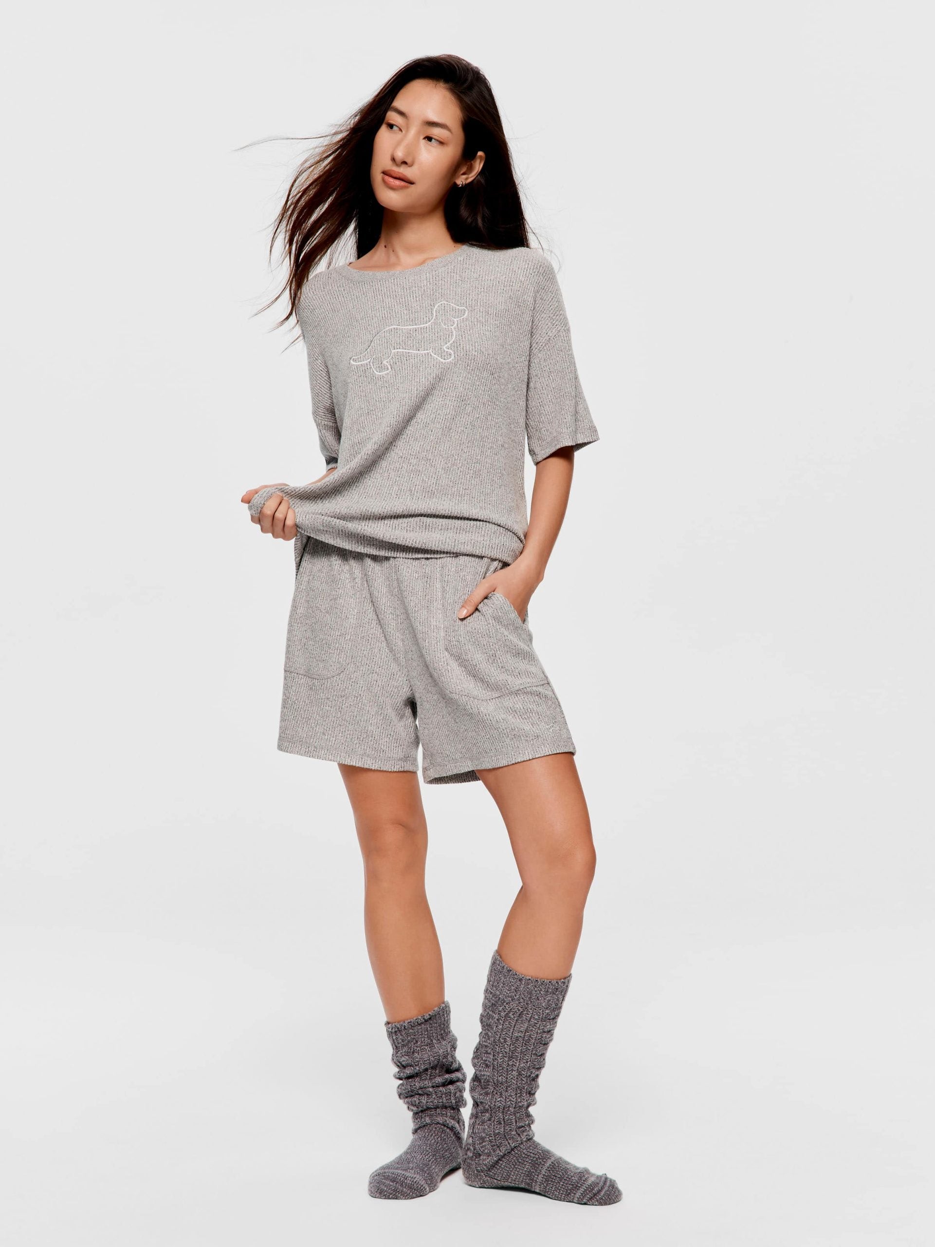 Brushed Rib Tee greymarle