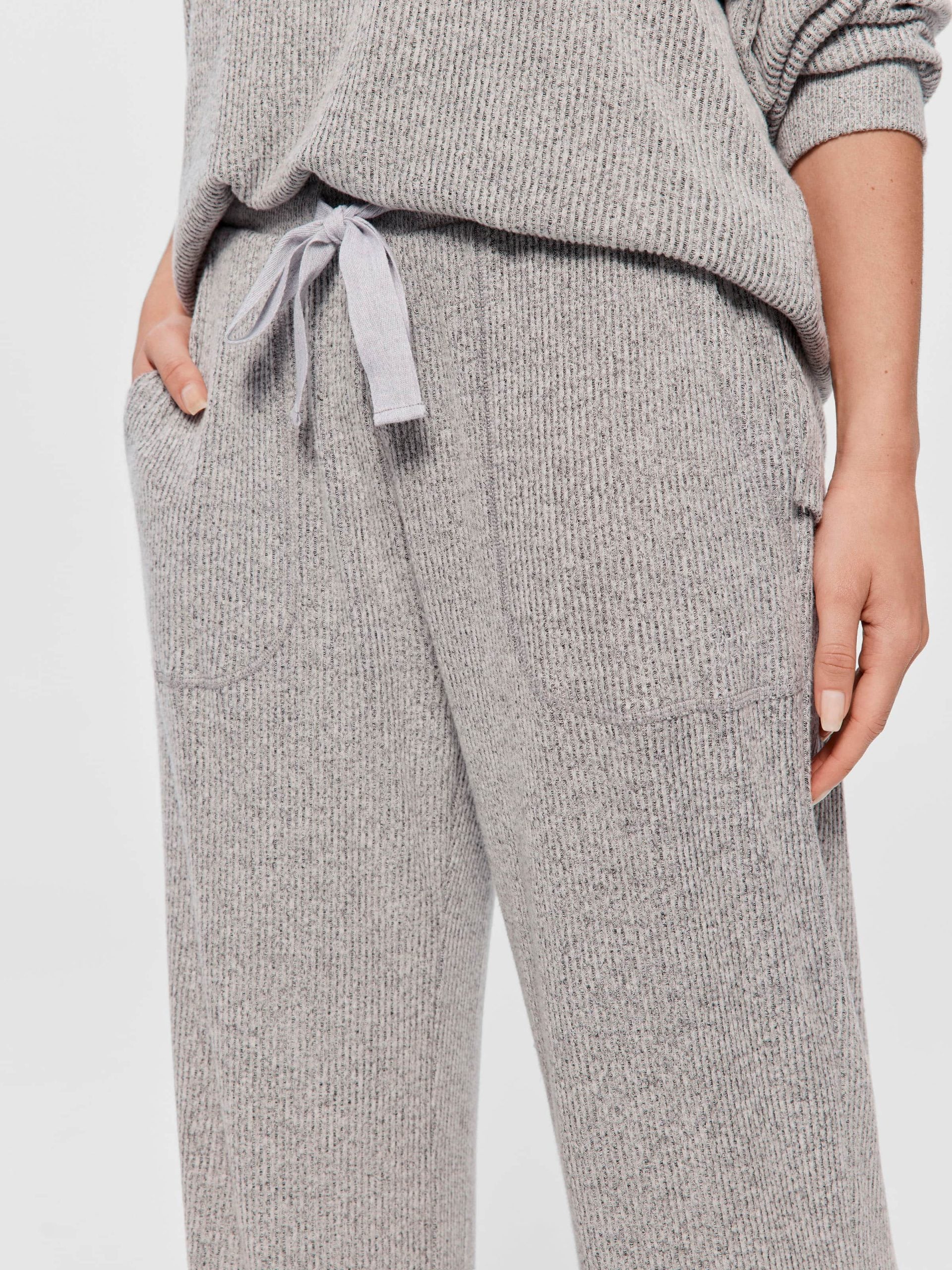 Brushed Rib Straight Leg Pj Pant greymarle
