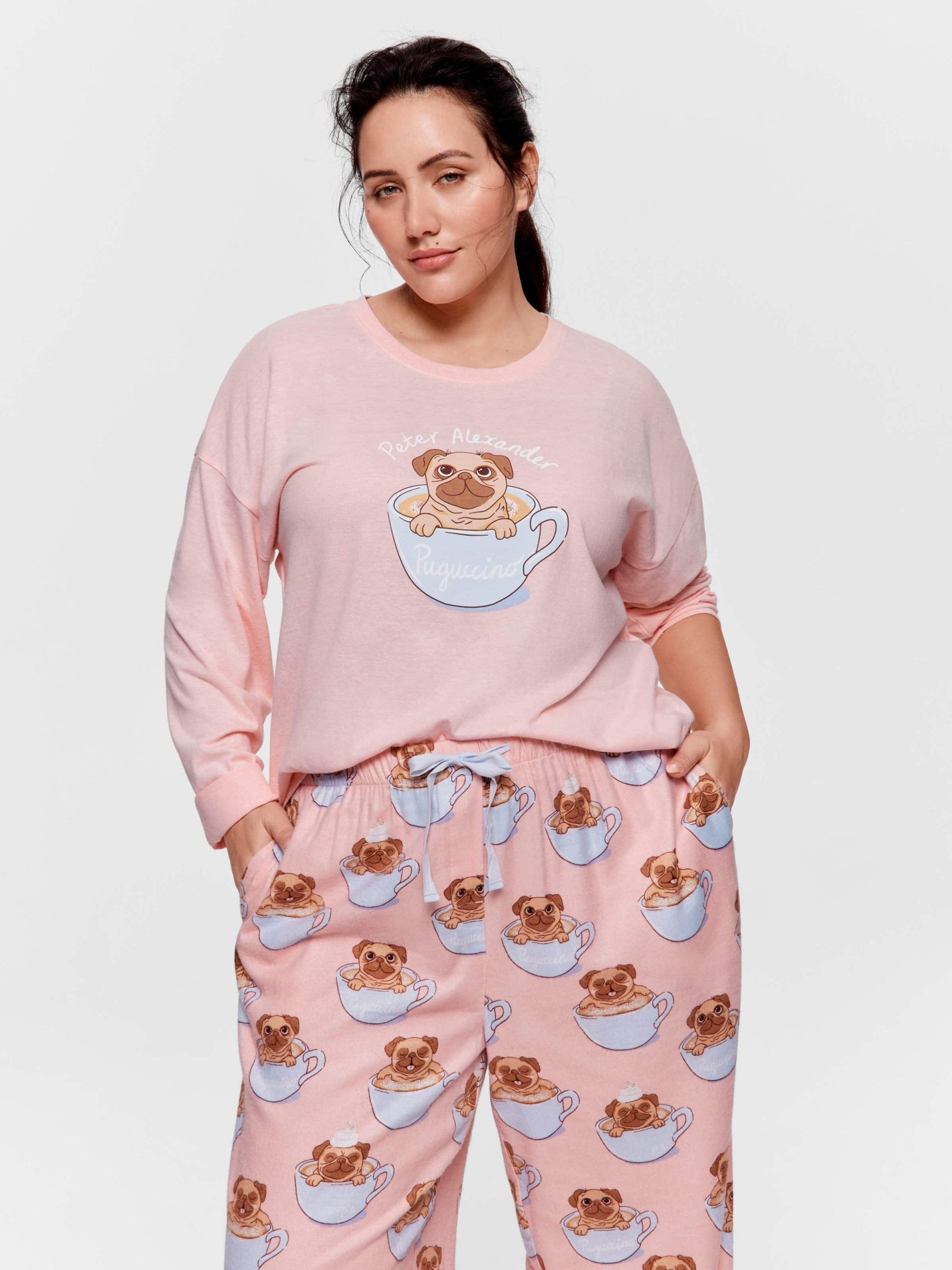P.A. Plus Pug In A Mug Long Pj Set Multi