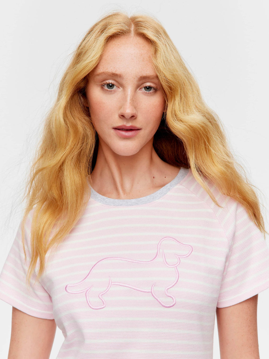 Pink Waffle Stripe Tee multi