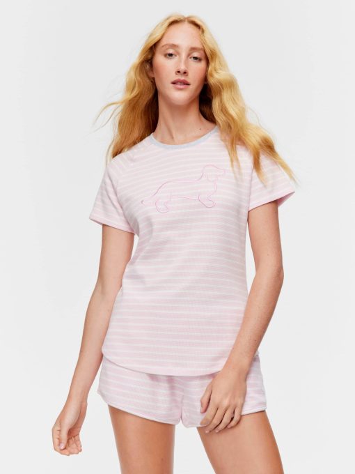 Pink Waffle Stripe Tee multi