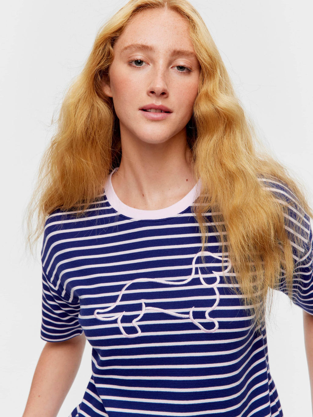 Navy Waffle Stripe Tee multi