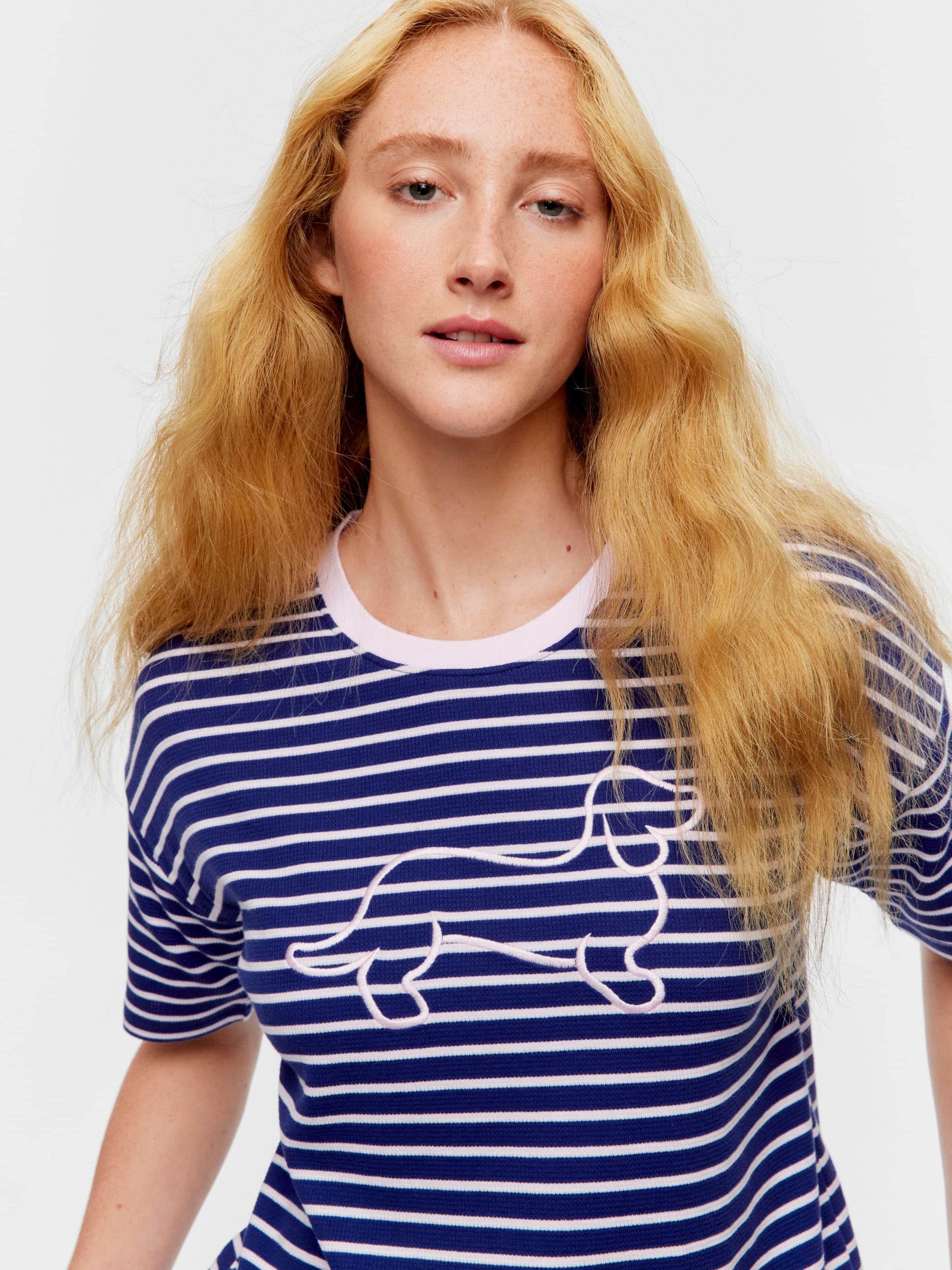 Navy Waffle Stripe Tee multi