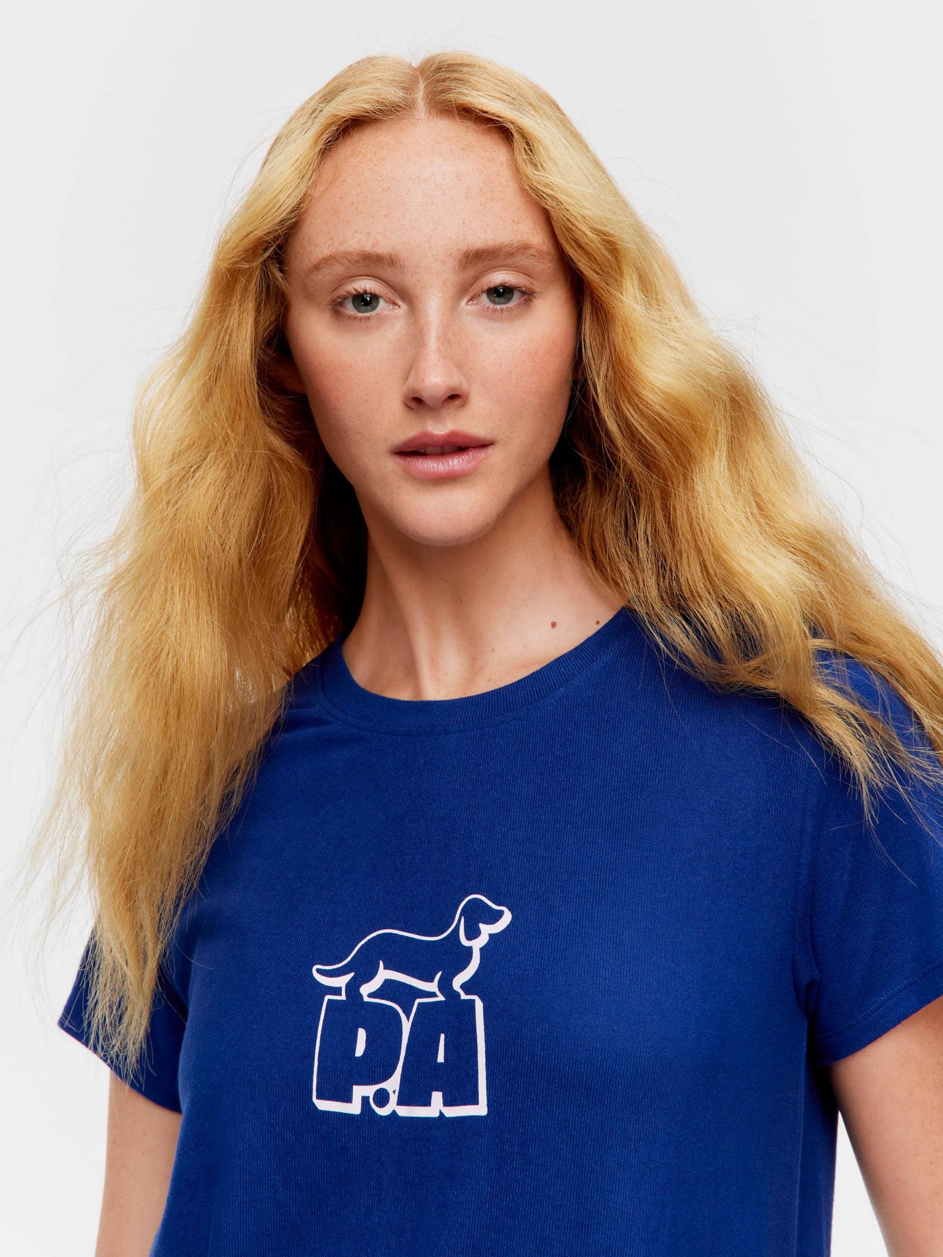 Navy Plush Block Logo Tee navy