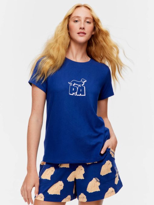 Navy Plush Block Logo Tee navy