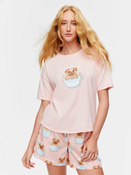Pug In A Mug Shortie Pj Set Multi