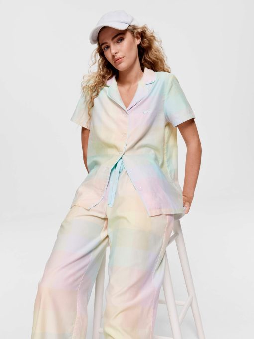 Rainbow Check Short Sleeve & Pant Pj Set multi