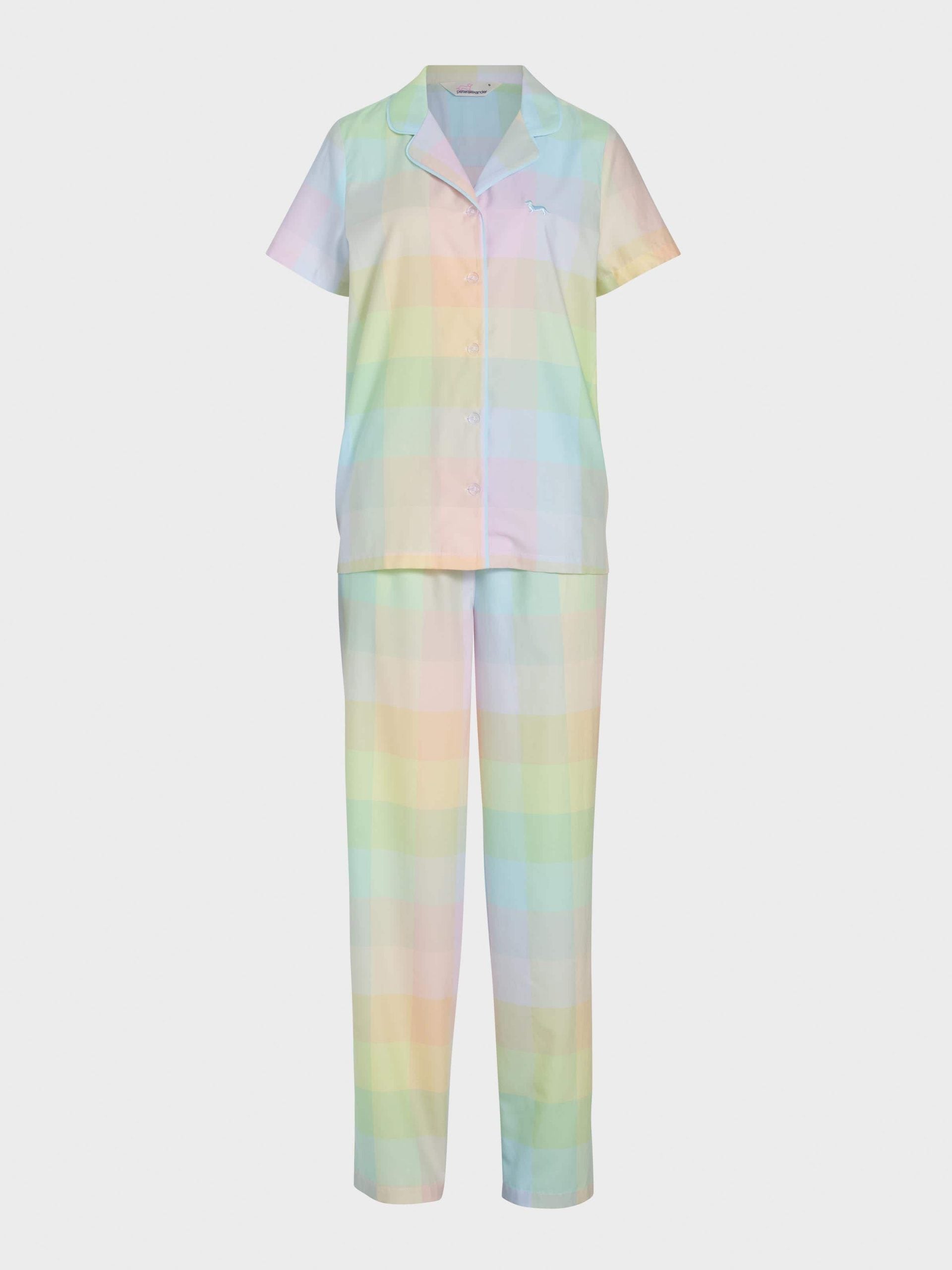 Rainbow Check Short Sleeve & Pant Pj Set multi