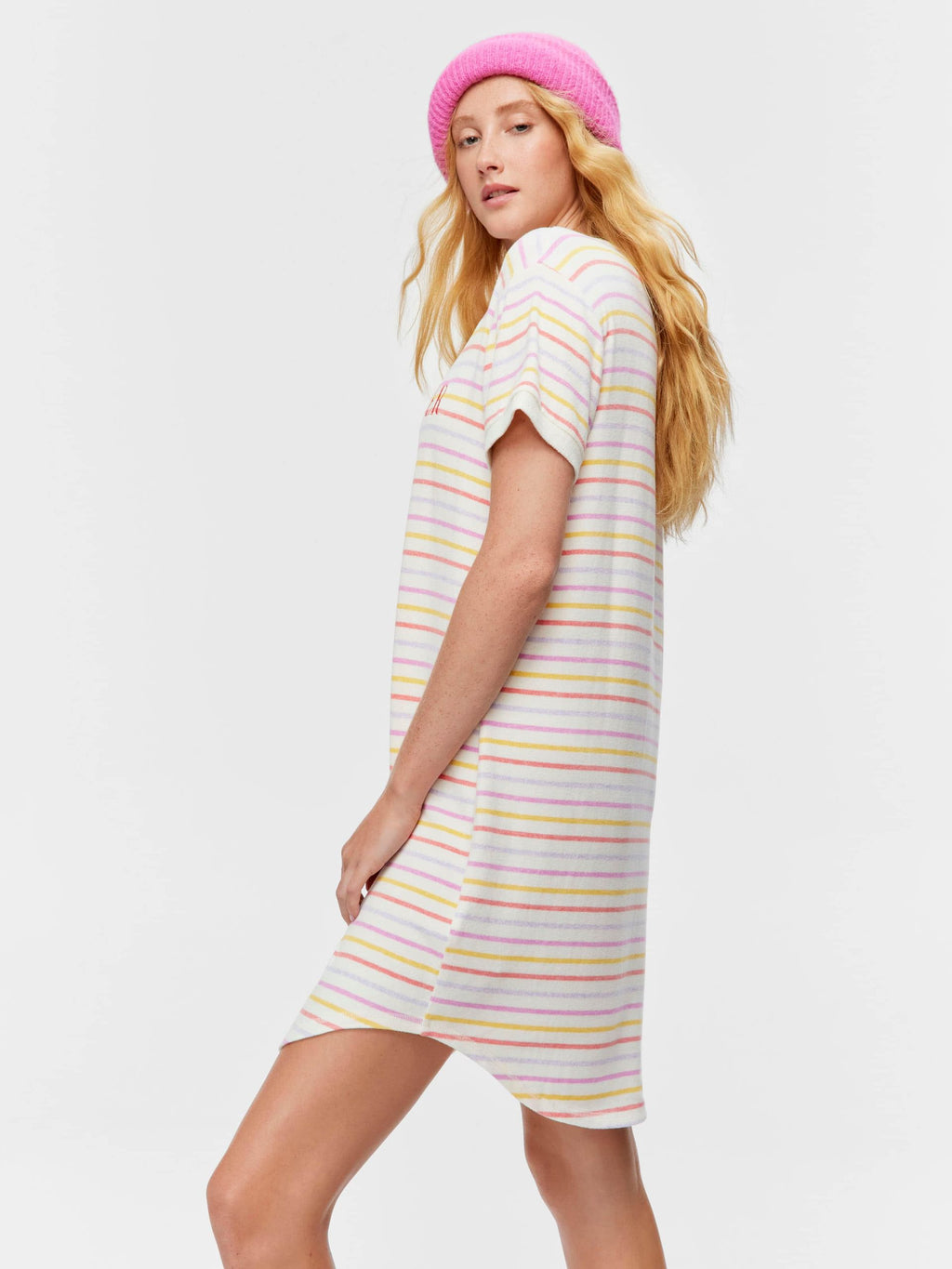 Fuzzy Colourful Stripe Sleep Tee multi