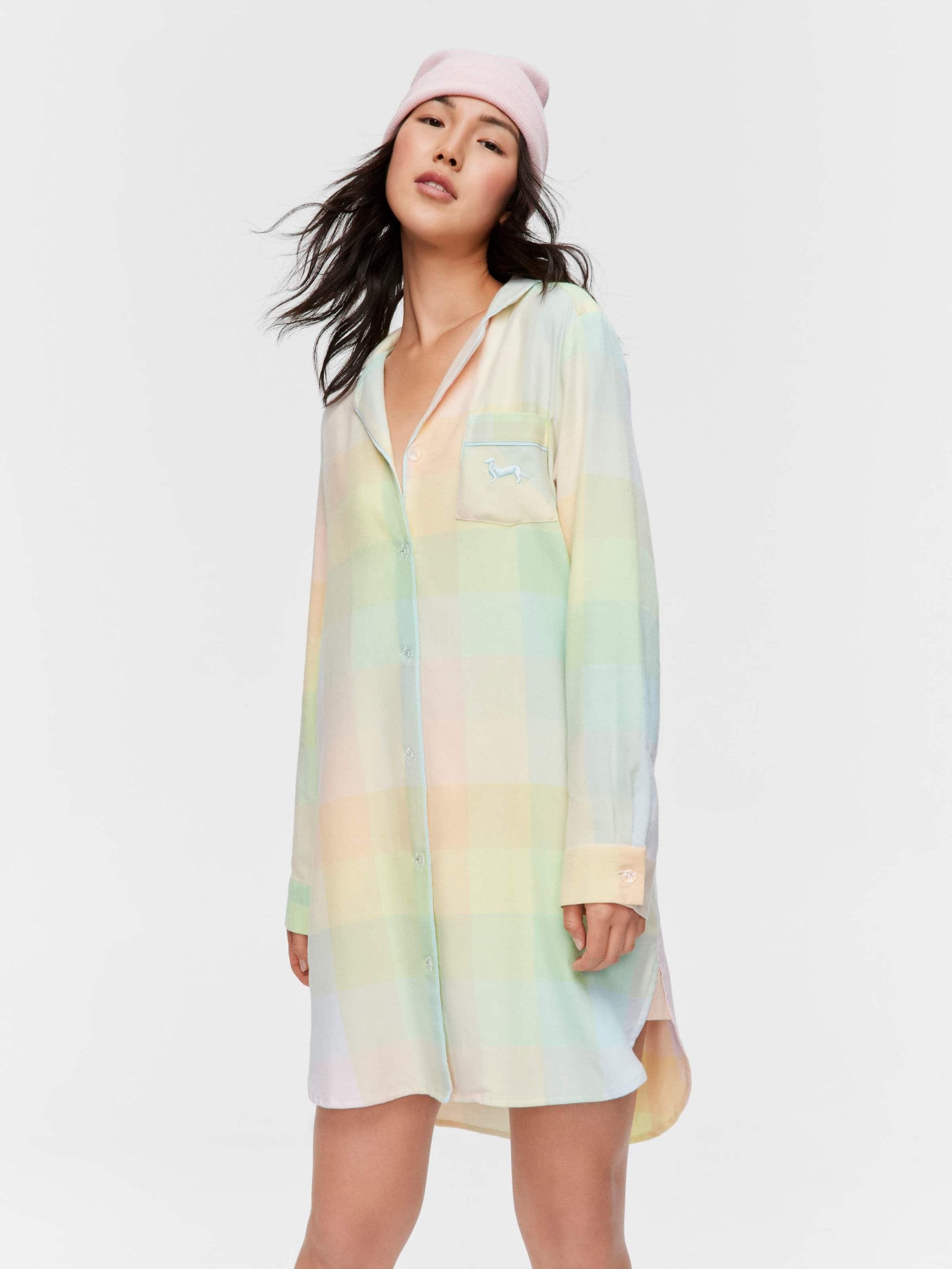 Rainbow Check Flannelette Nightshirt multi