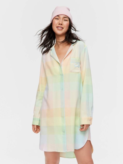 Rainbow Check Flannelette Nightshirt multi