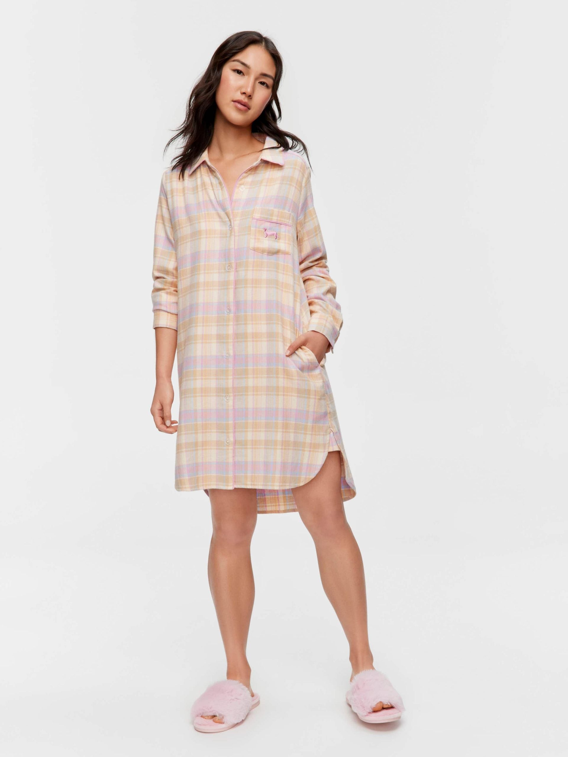 Toffee Check Flannelette Nightshirt multi