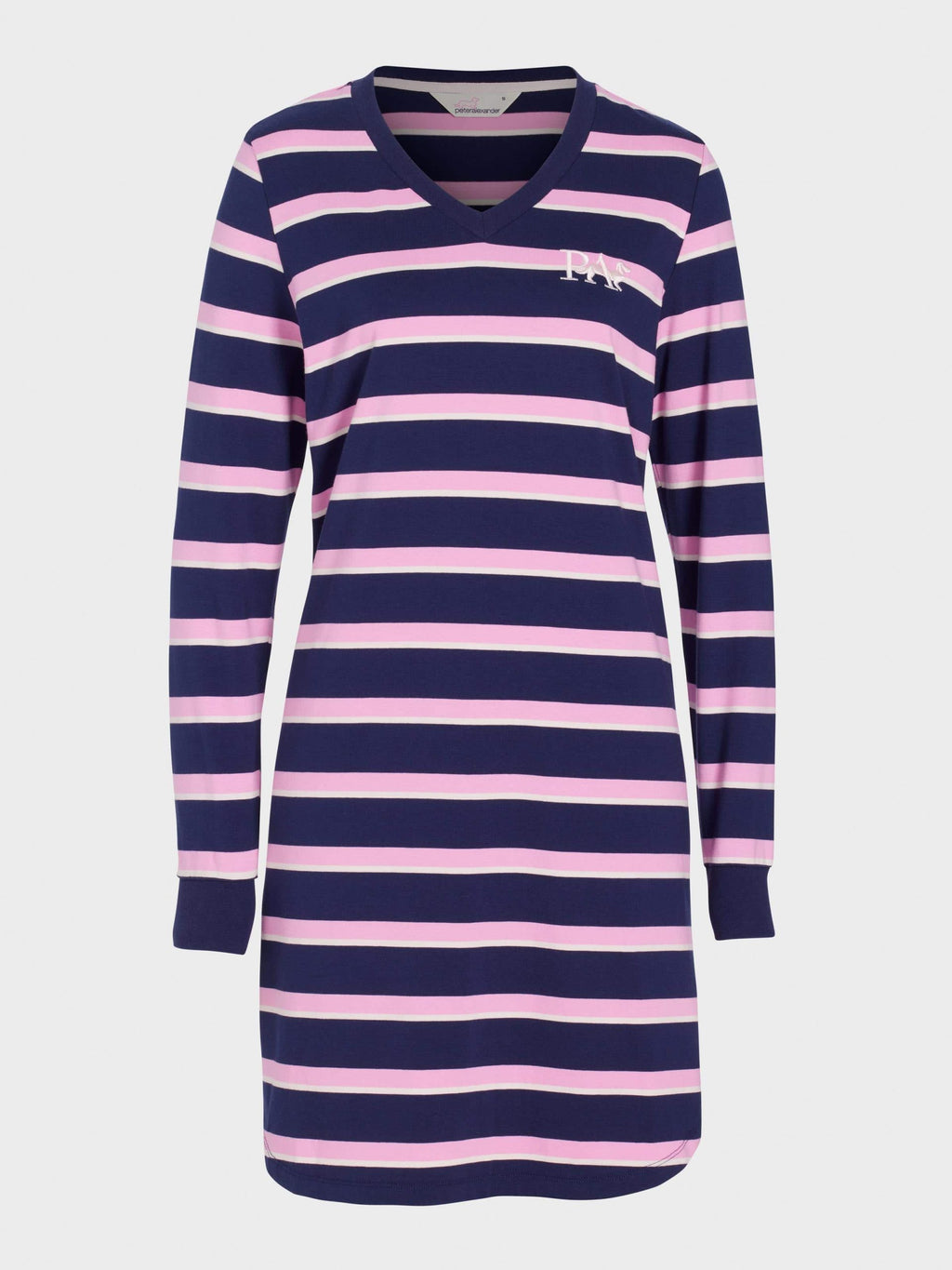 Stripe V Neck Long Sleeve Nightie multi