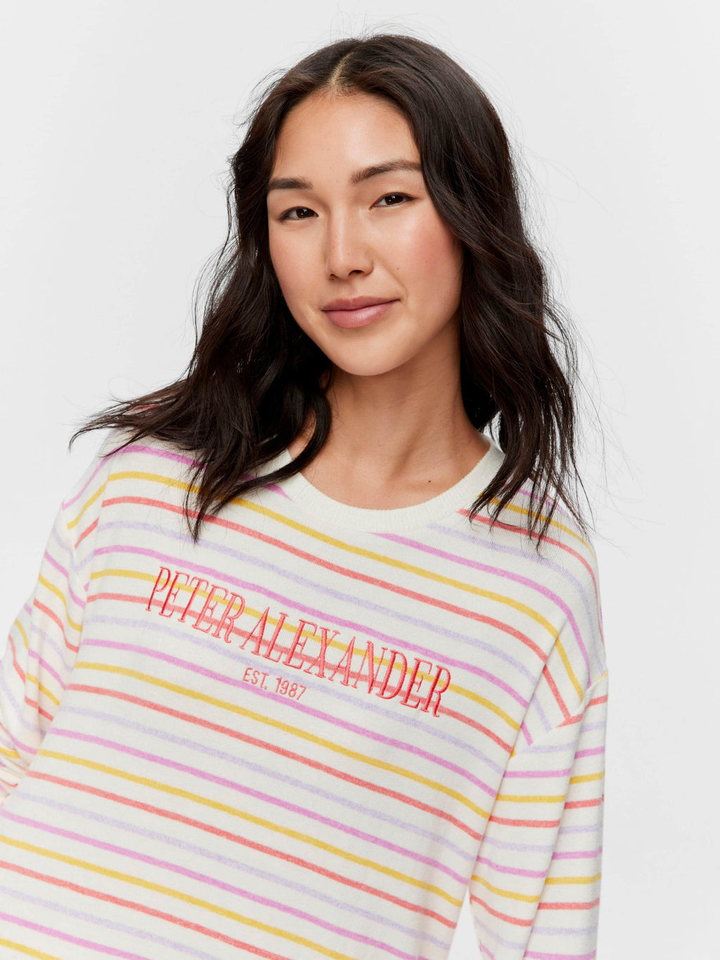 Fuzzy Colourful Stripe Long Sleeve Nightie multi