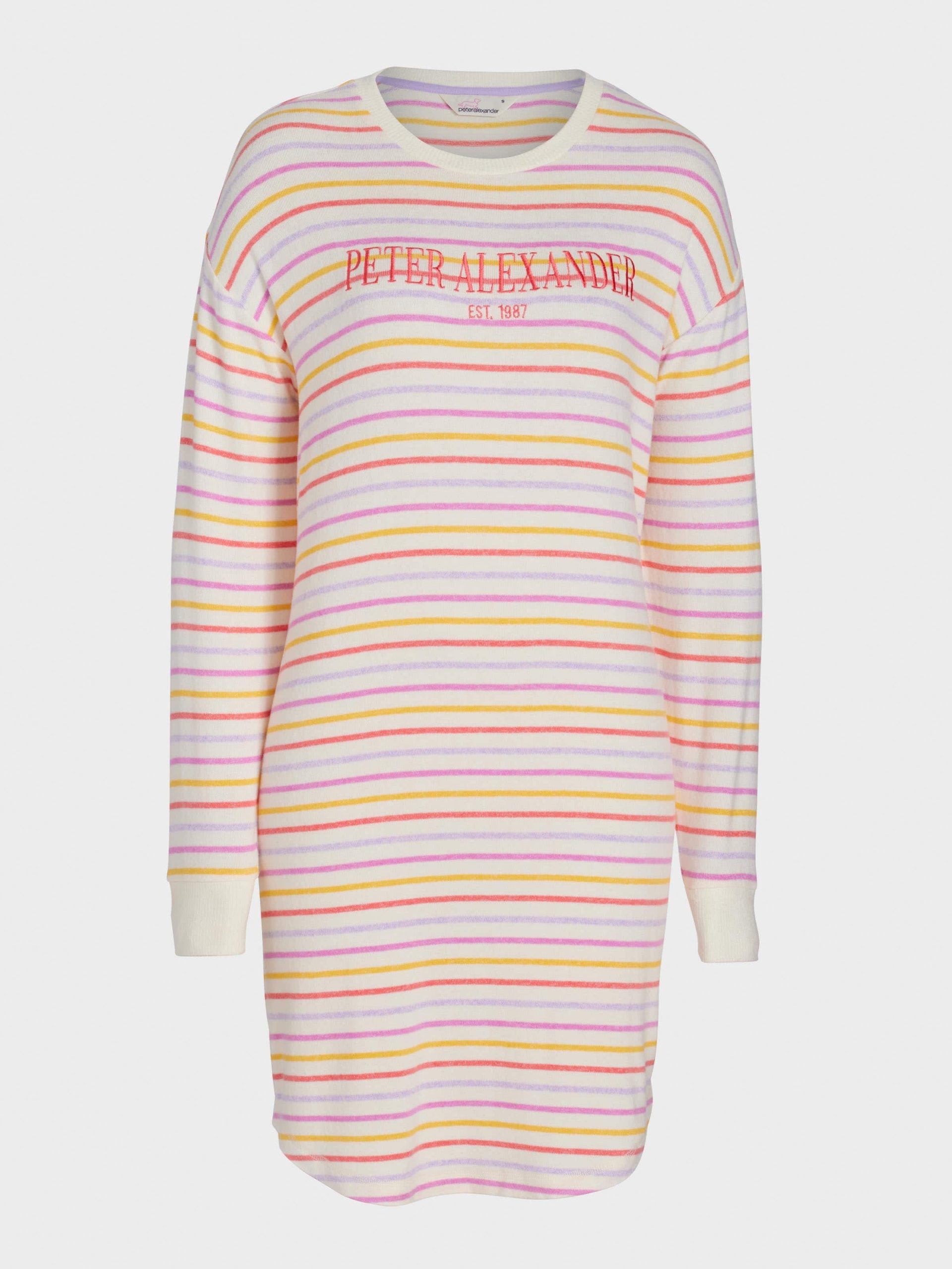 Fuzzy Colourful Stripe Long Sleeve Nightie multi