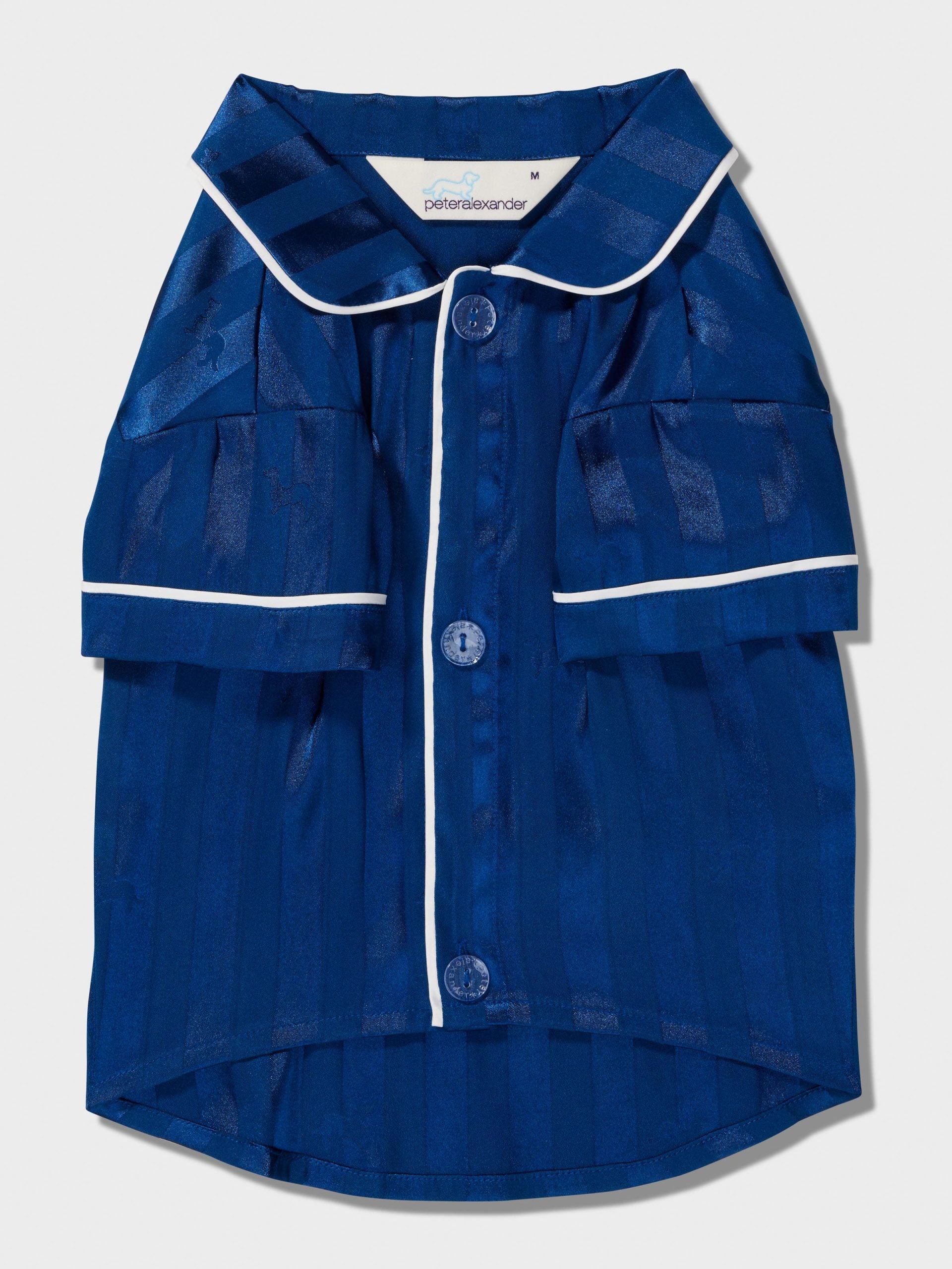 Navy Stripe Satin Doggie Shirt Navy