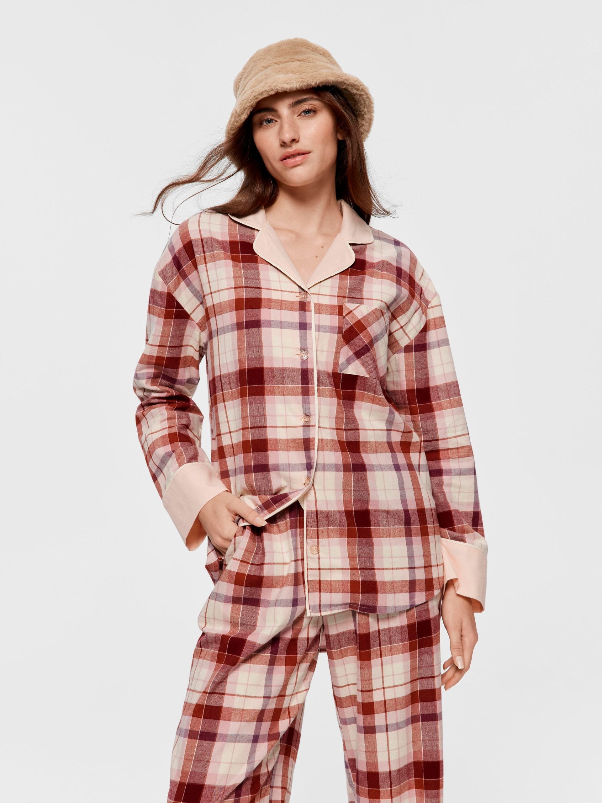 Cream Check Long Sleeve Shirt multi