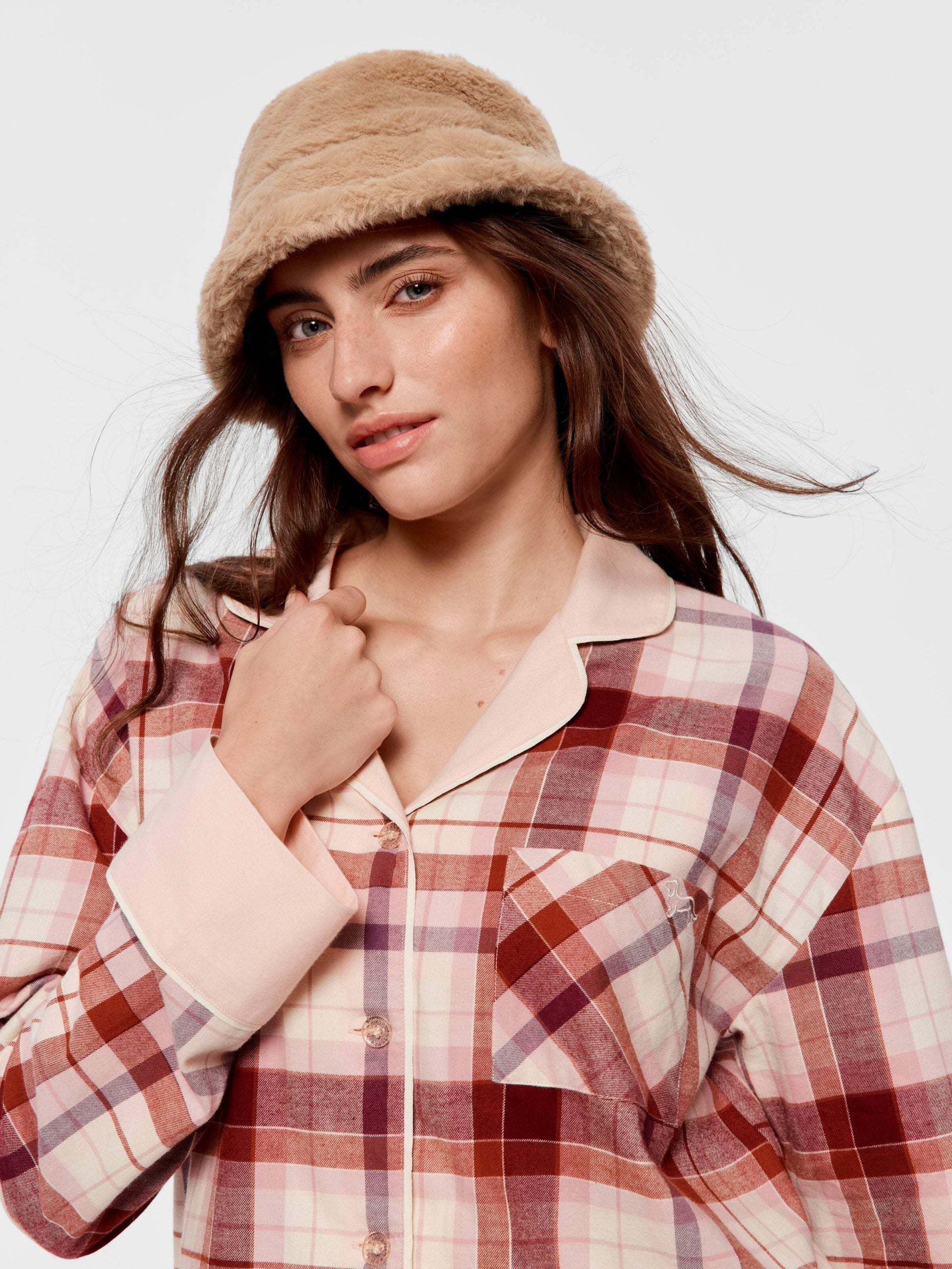 Cream Check Long Sleeve Shirt multi