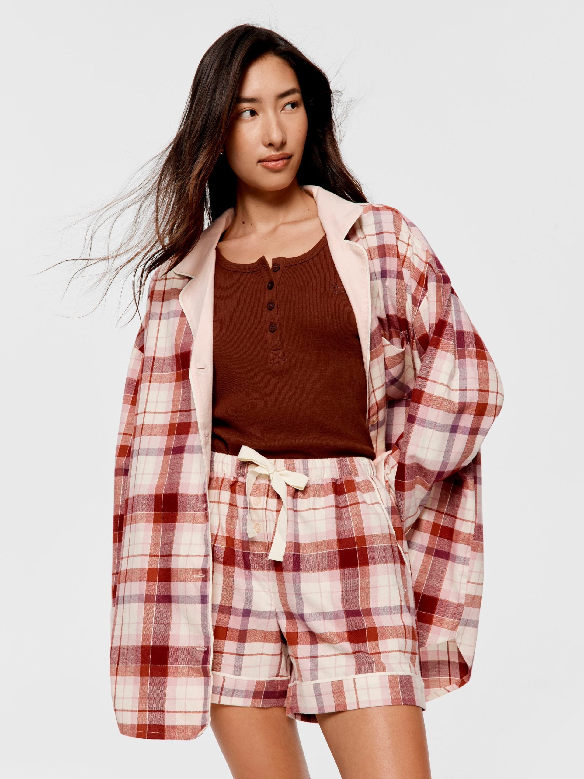 Cream Check Long Short multi