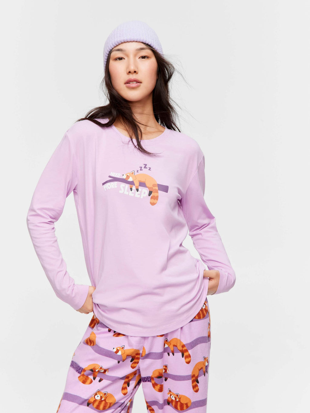 Red Panda Long Sleeve Top purple