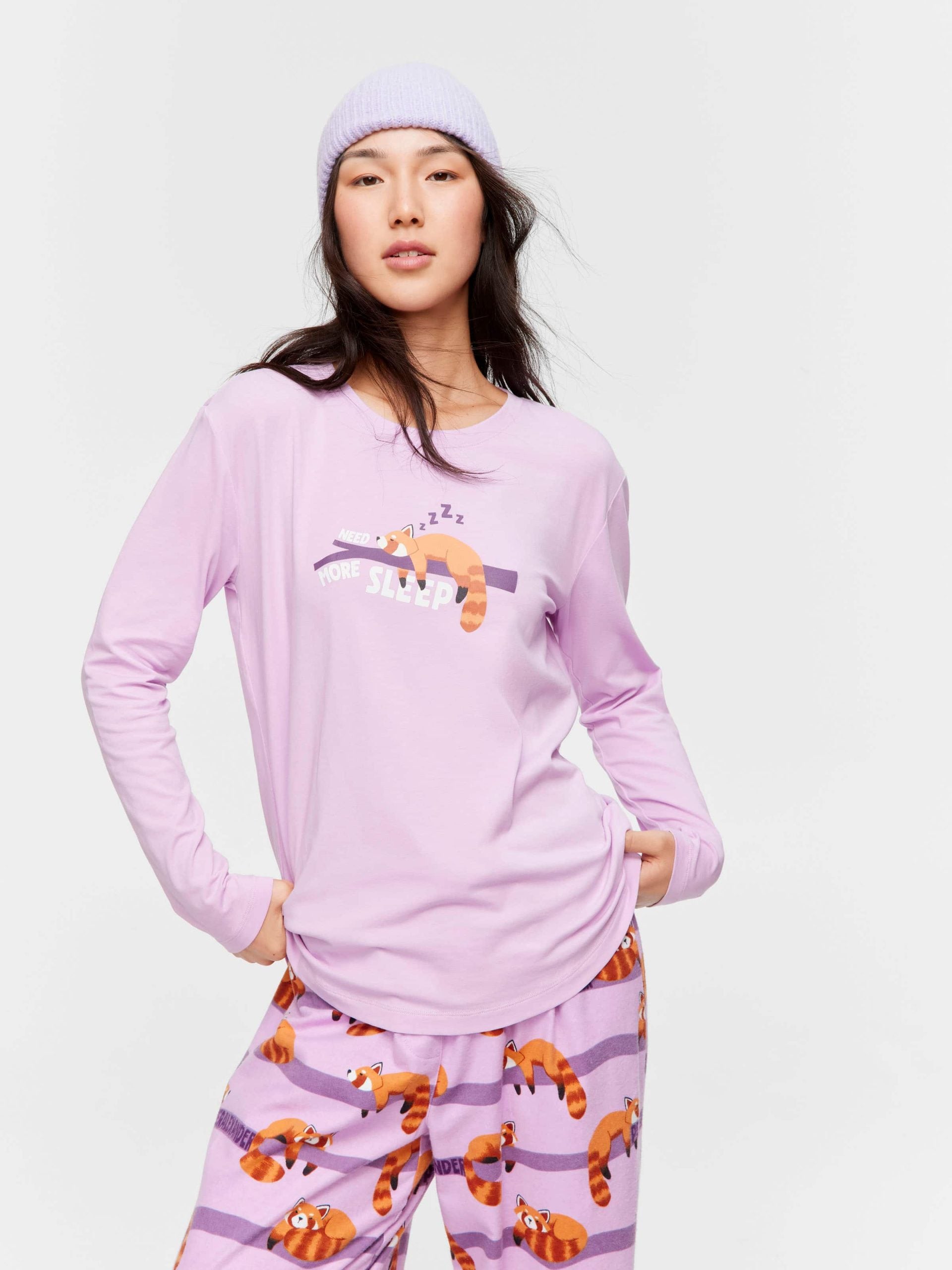 Red Panda Long Sleeve Top purple