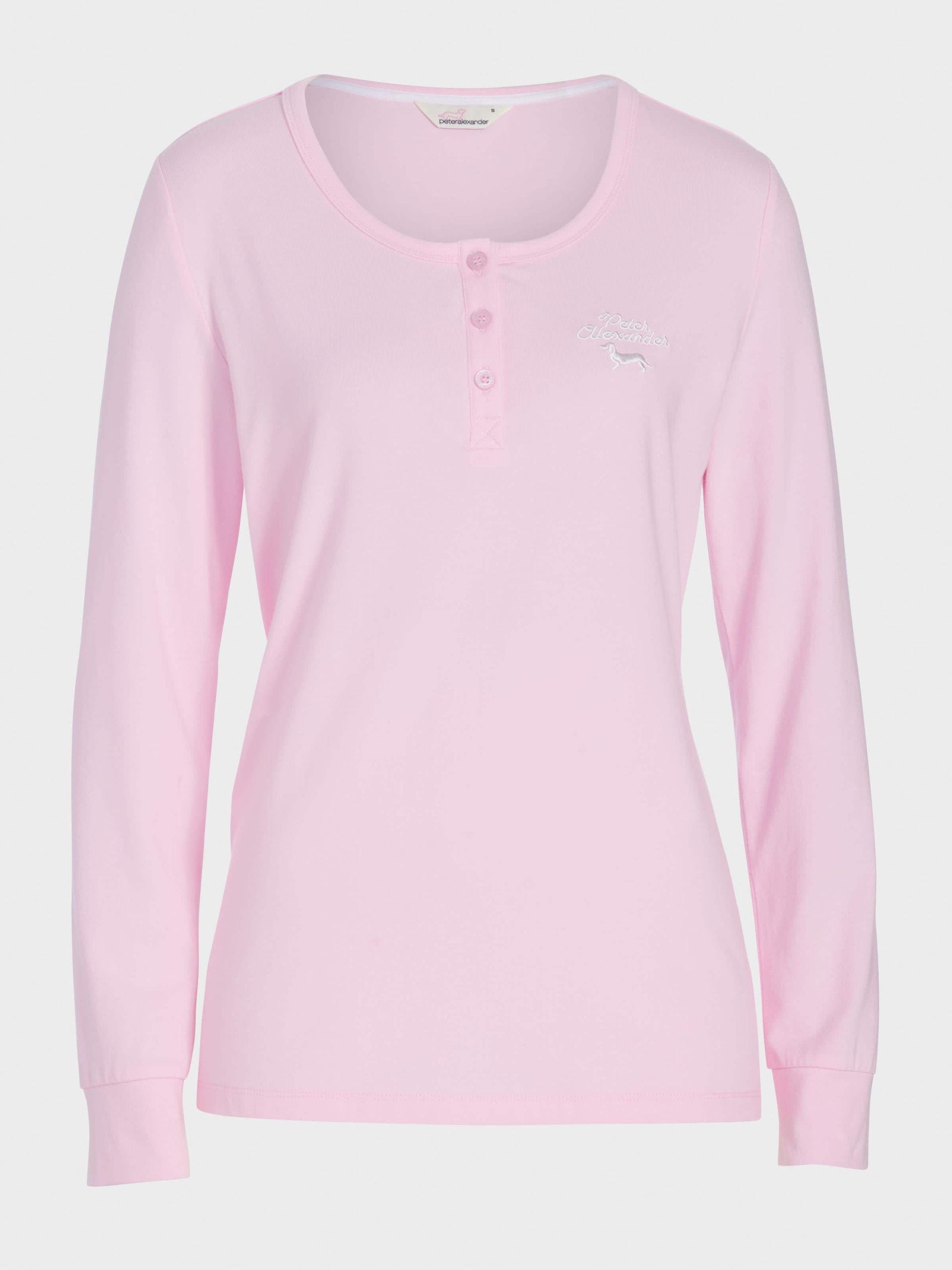 Pink Henley Long Sleeve Top pink