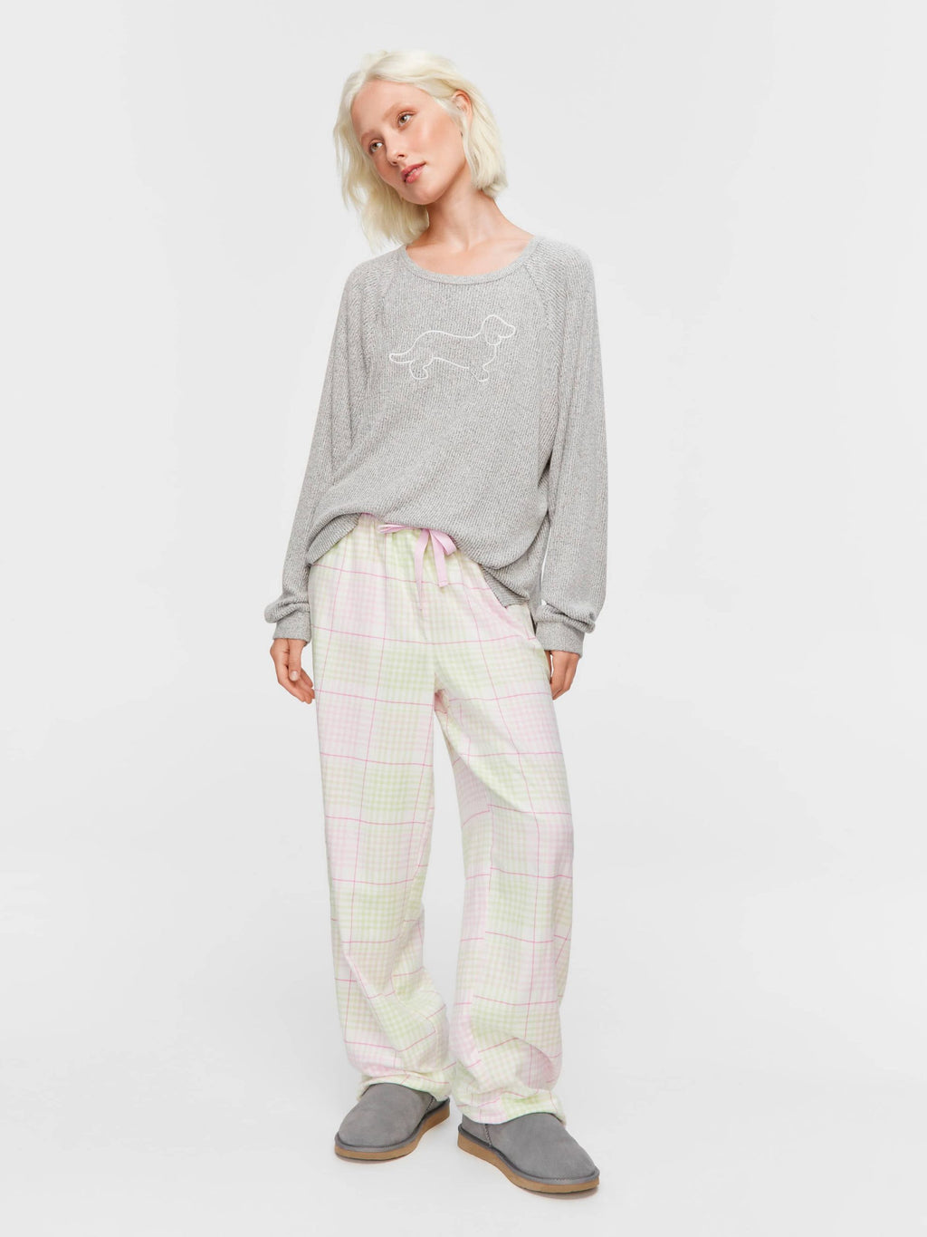Pink & Green Check Classic Flannelette Pj Pant multi