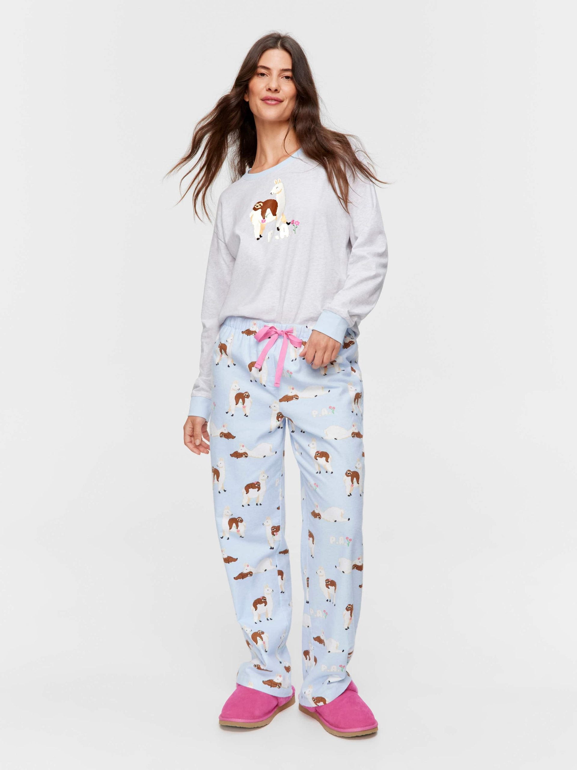 Llama Sloth Classic Flannelette Pj Pant multi
