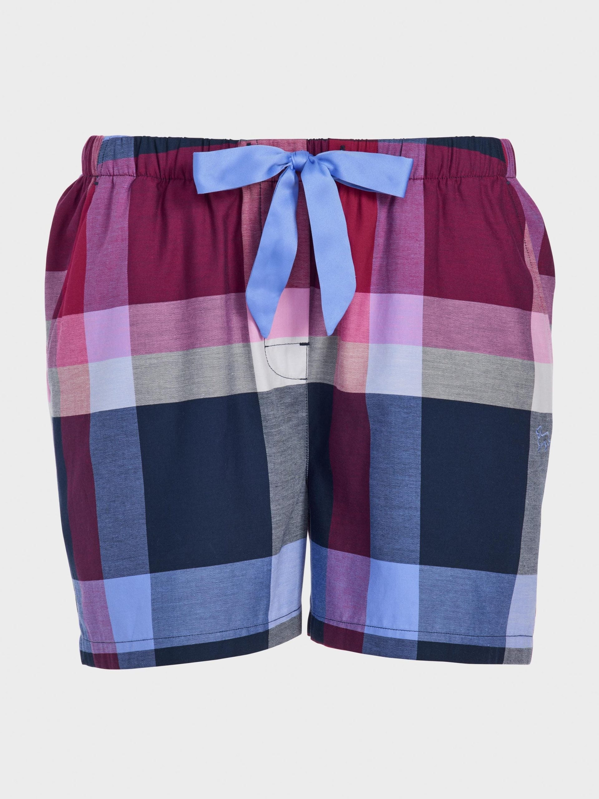 Navy & Maroon Check Mid Short multi