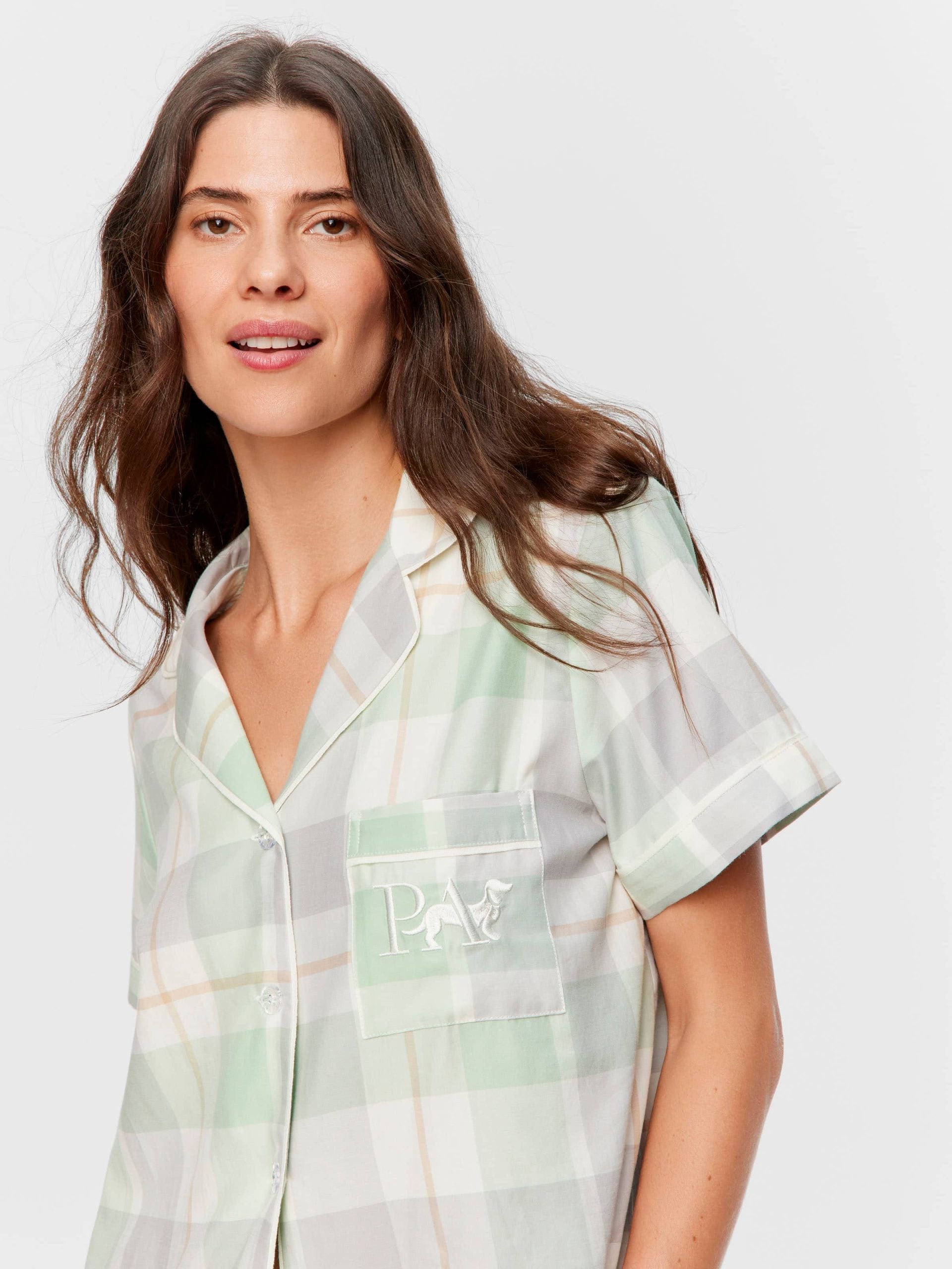 Mint Check Shortie Pj Set multi