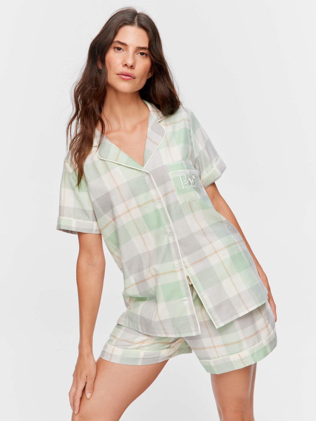 Mint Check Shortie Pj Set multi
