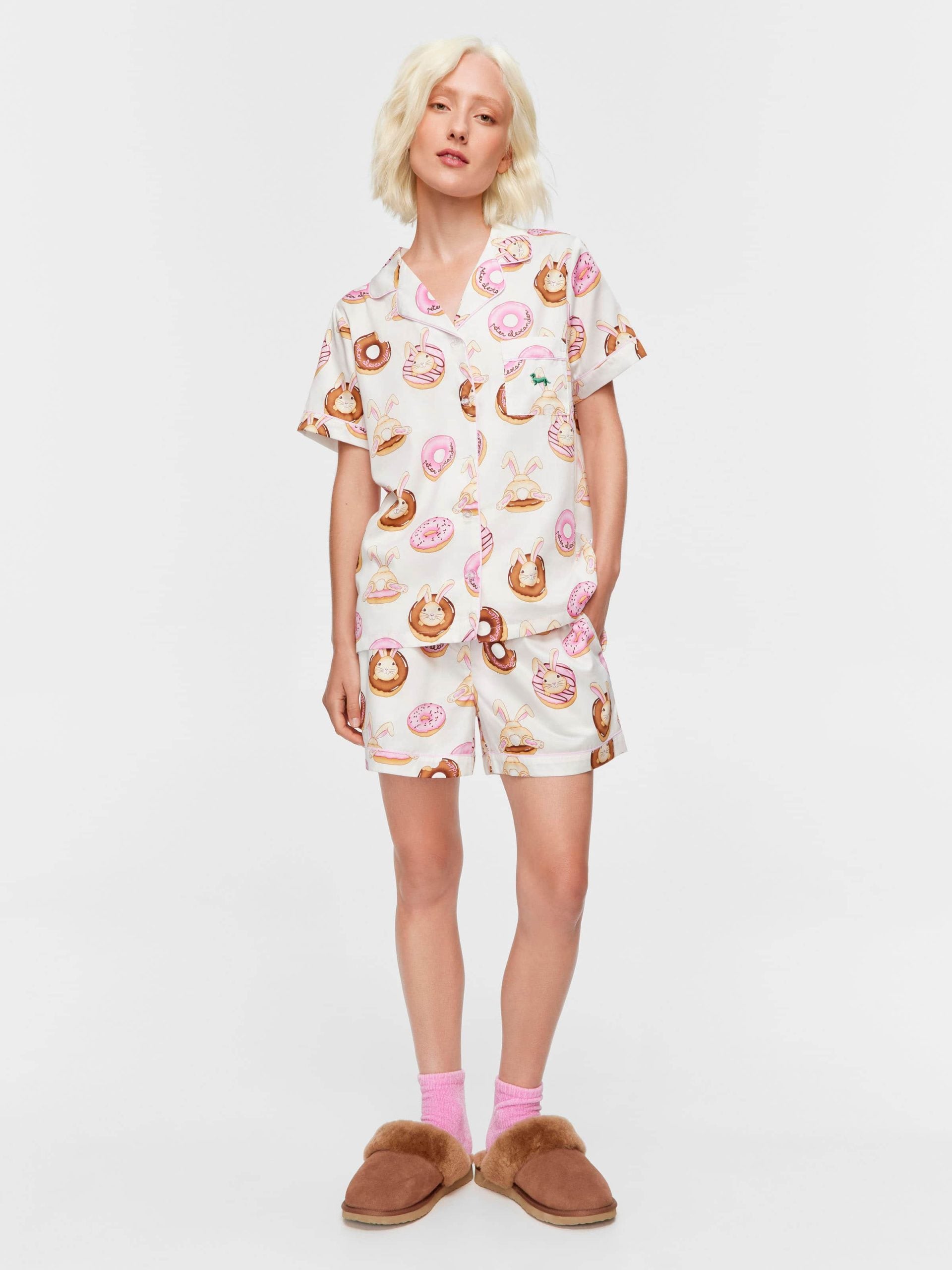 Krispy Kreme Pink Bunnies Shortie Pj Set multi