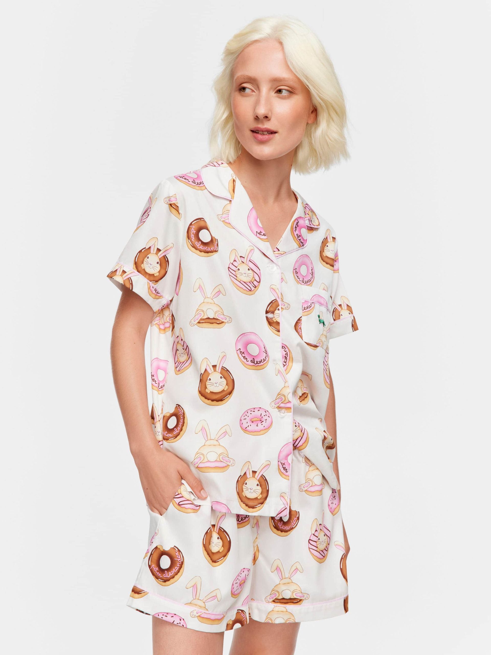 Krispy Kreme Pink Bunnies Shortie Pj Set multi