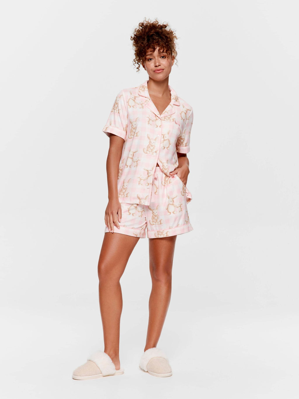 Soft Bunny Plush Shortie Pj Set multi