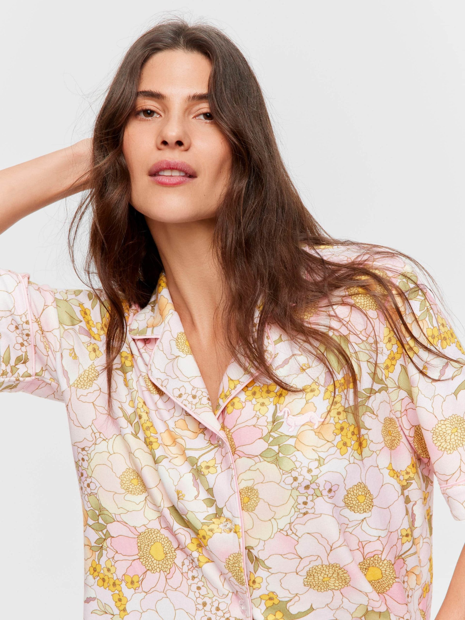 Pretty Floral Plush Shortie Pj Set multi