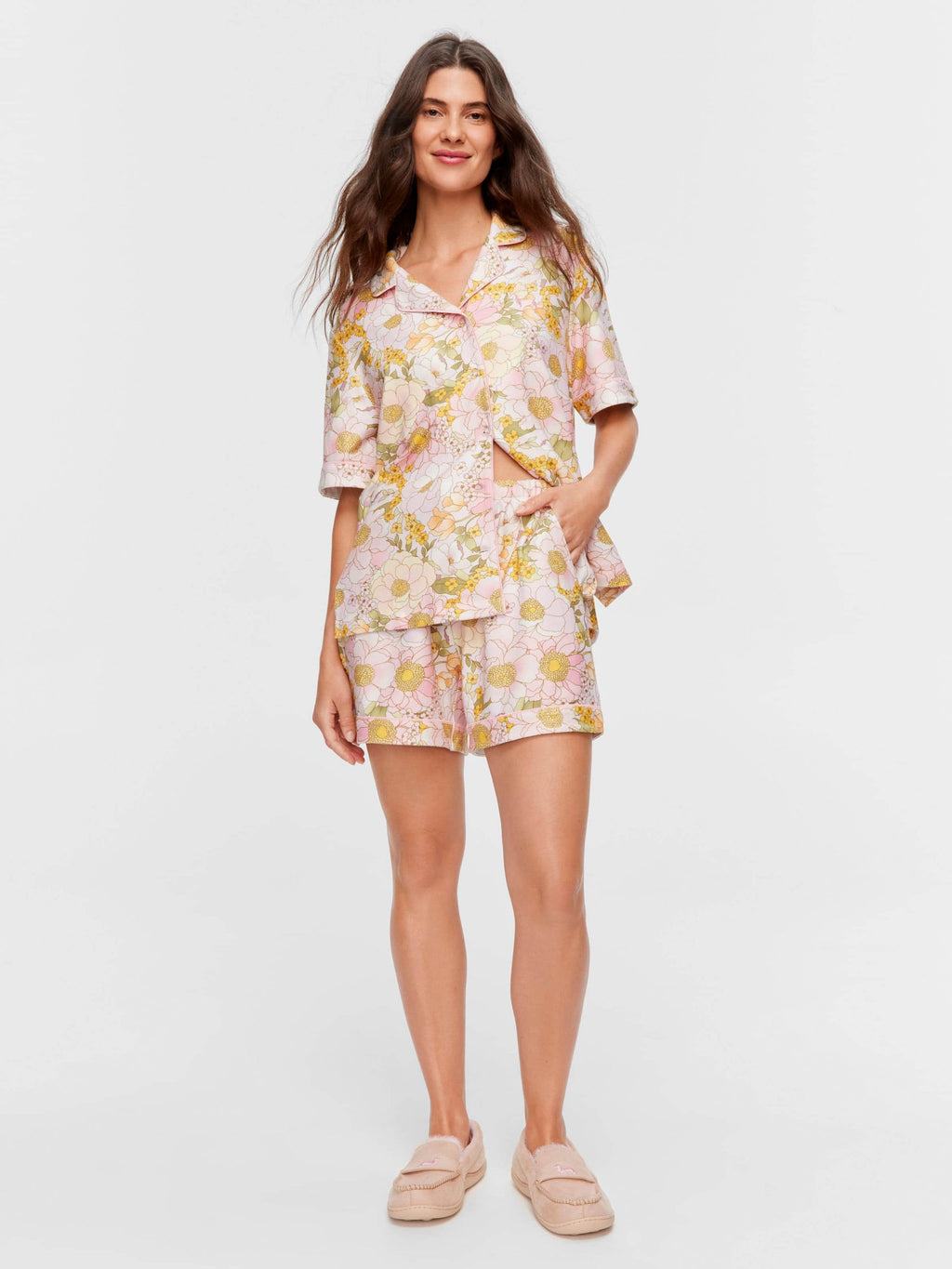 Pretty Floral Plush Shortie Pj Set multi