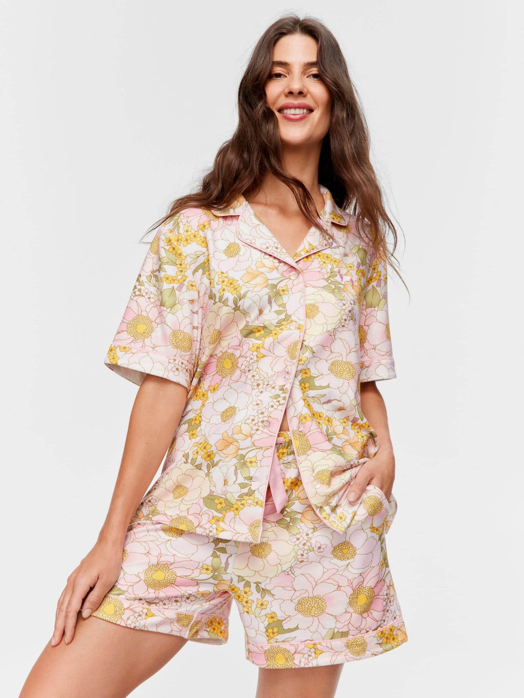 Pretty Floral Plush Shortie Pj Set multi