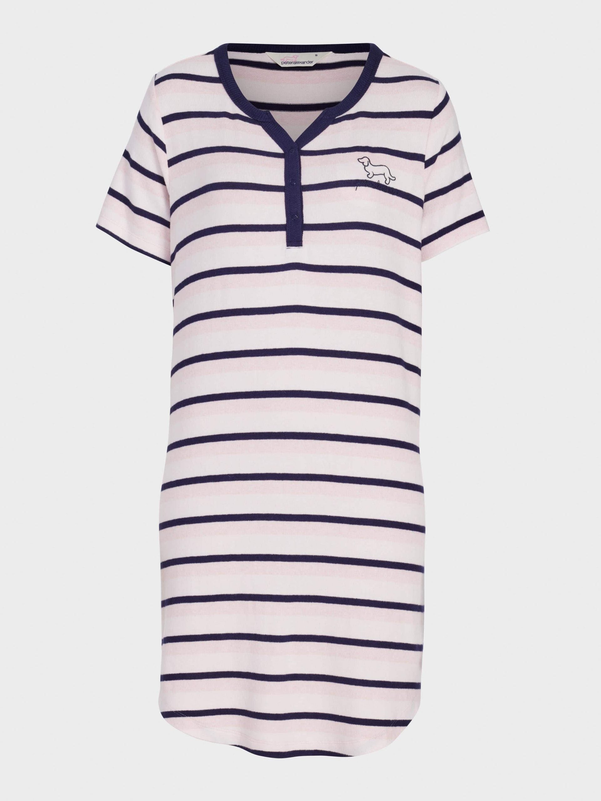 Fuzzy Stripe Henley Short Sleeve Nightie multi