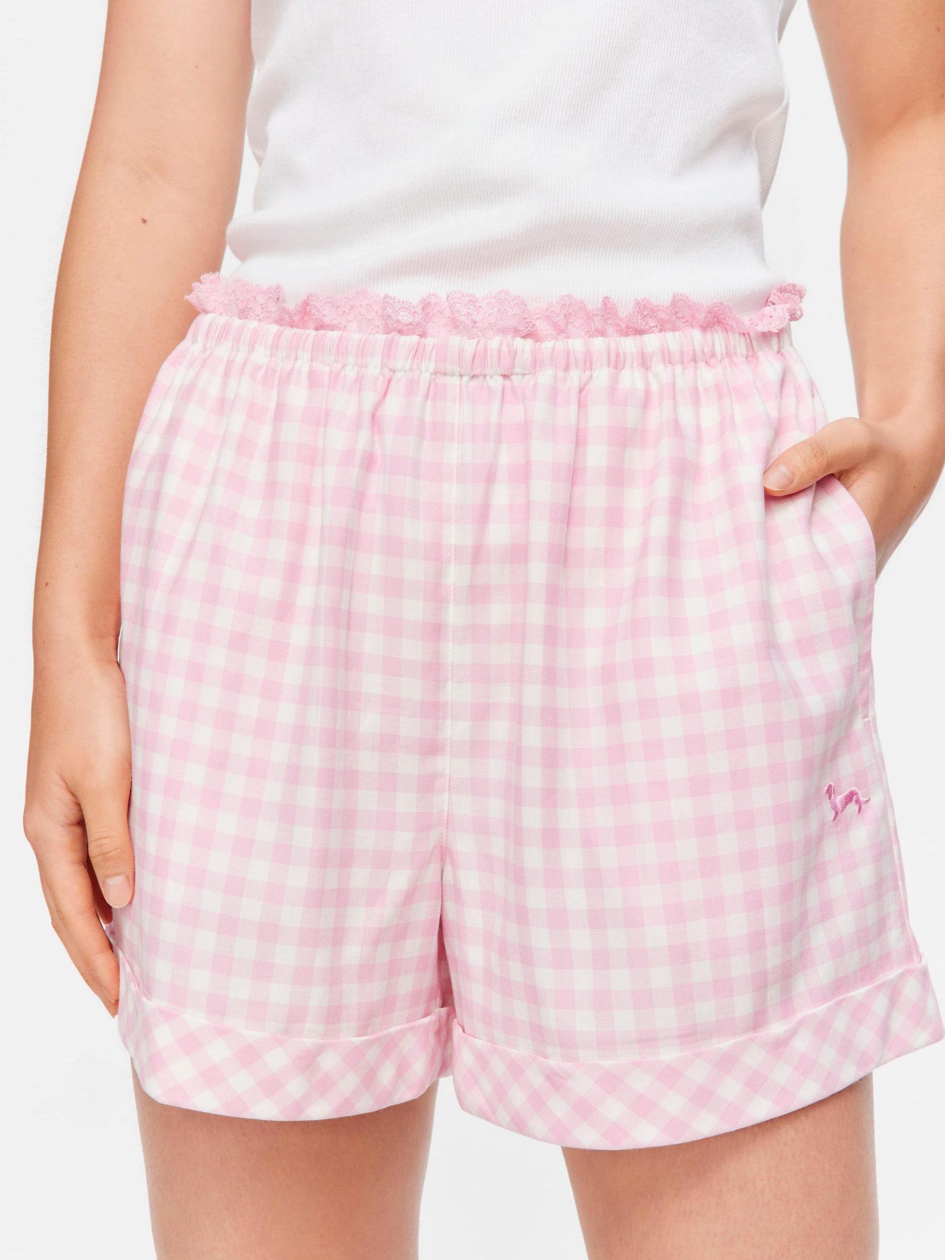 Pink Gingham Check Mid Short multi