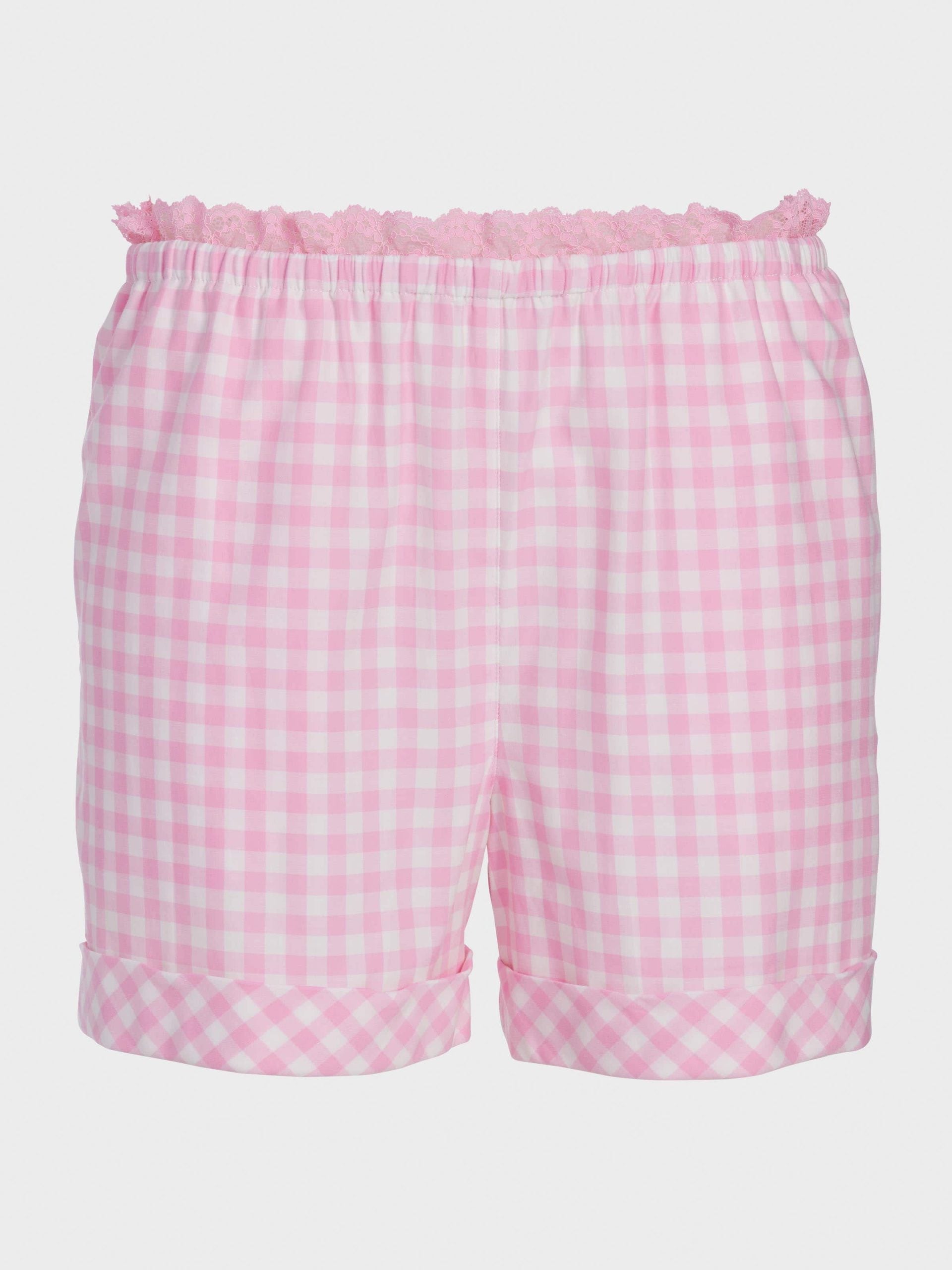 Pink Gingham Check Mid Short multi