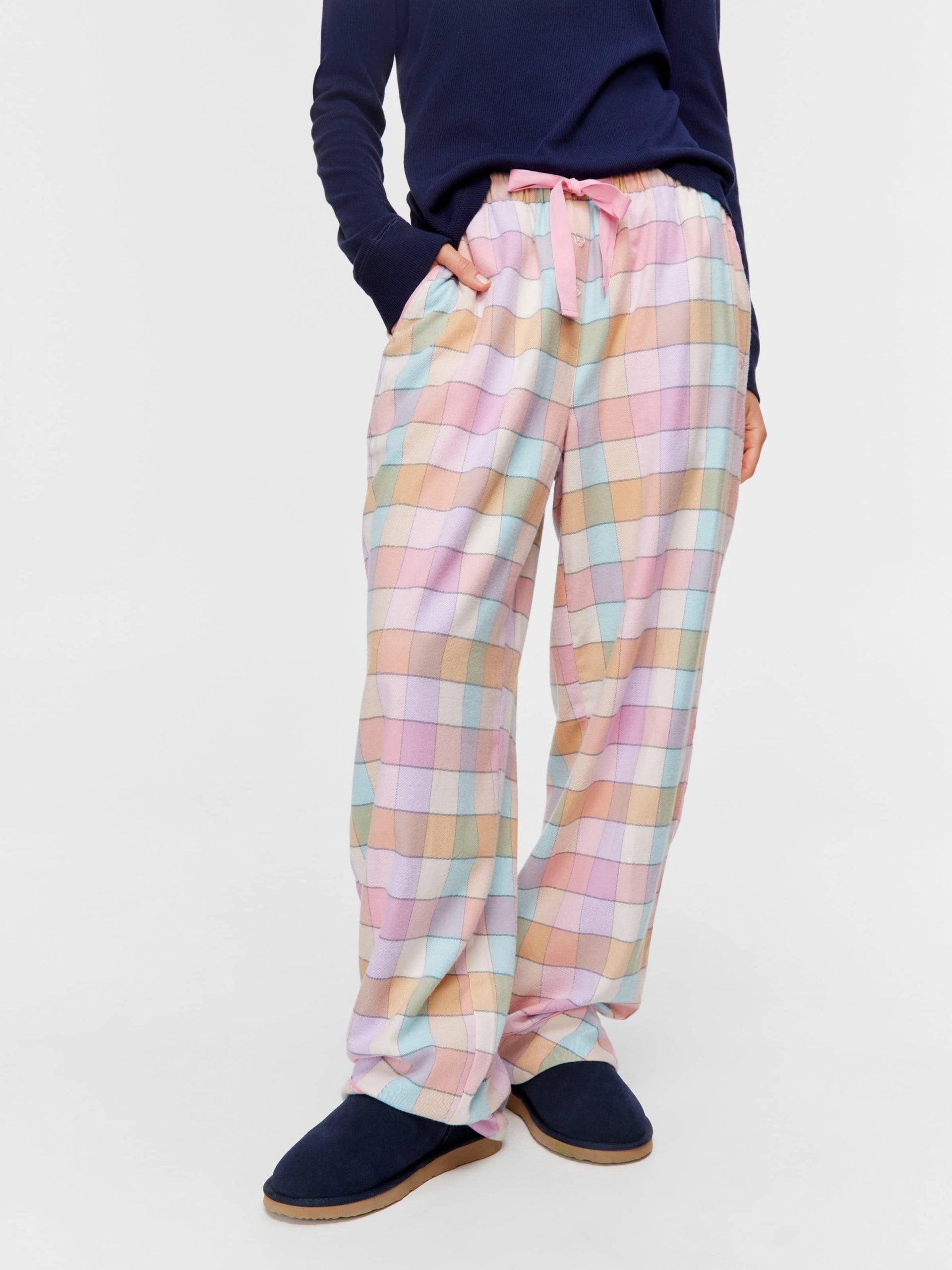 Pink Bold Check Flannelette Pj Pant multi