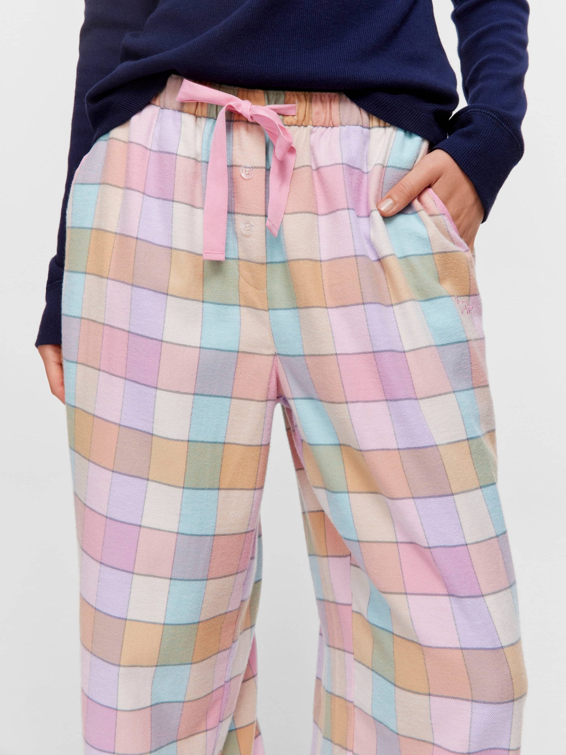 Pink Bold Check Flannelette Pj Pant multi