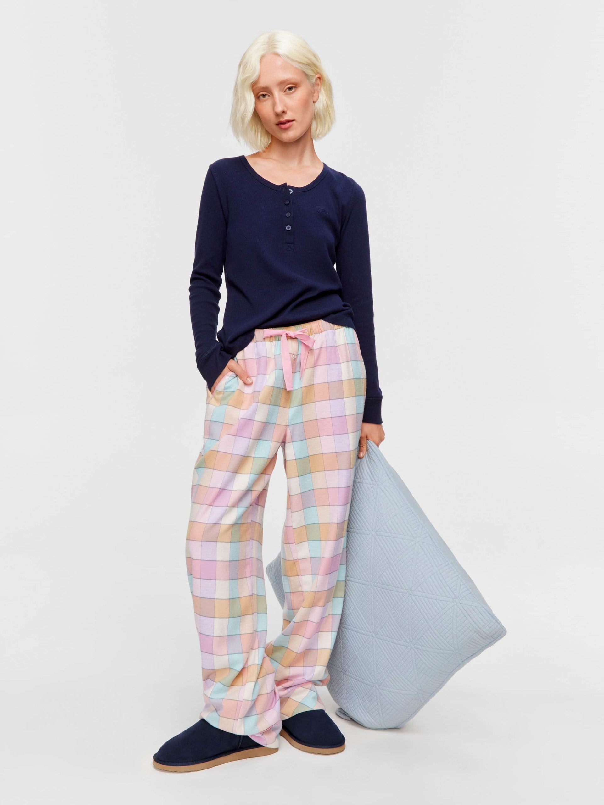 Pink Bold Check Flannelette Pj Pant multi