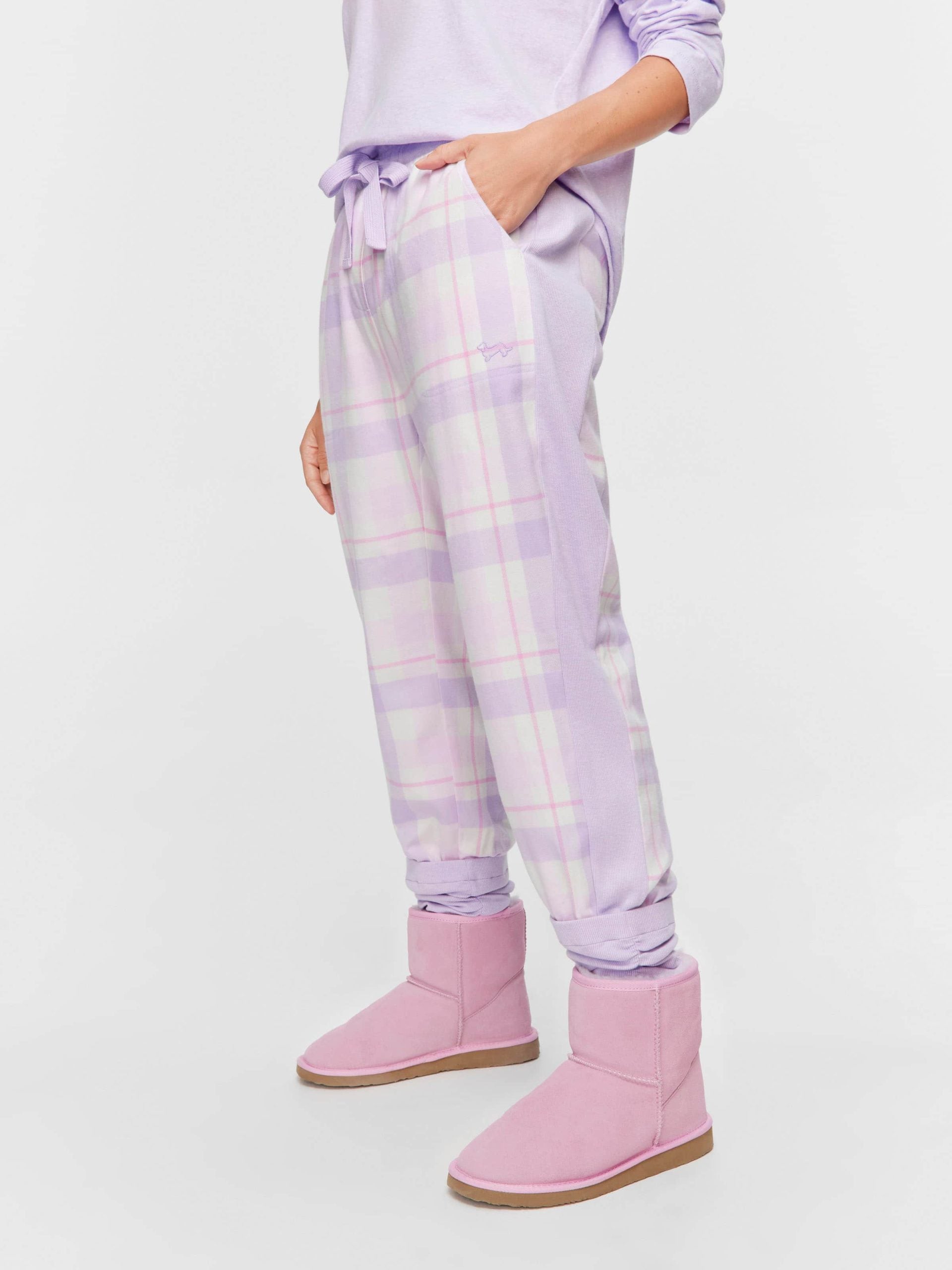 Lilac Check Flannelette Legwarmer Pj Pant multi